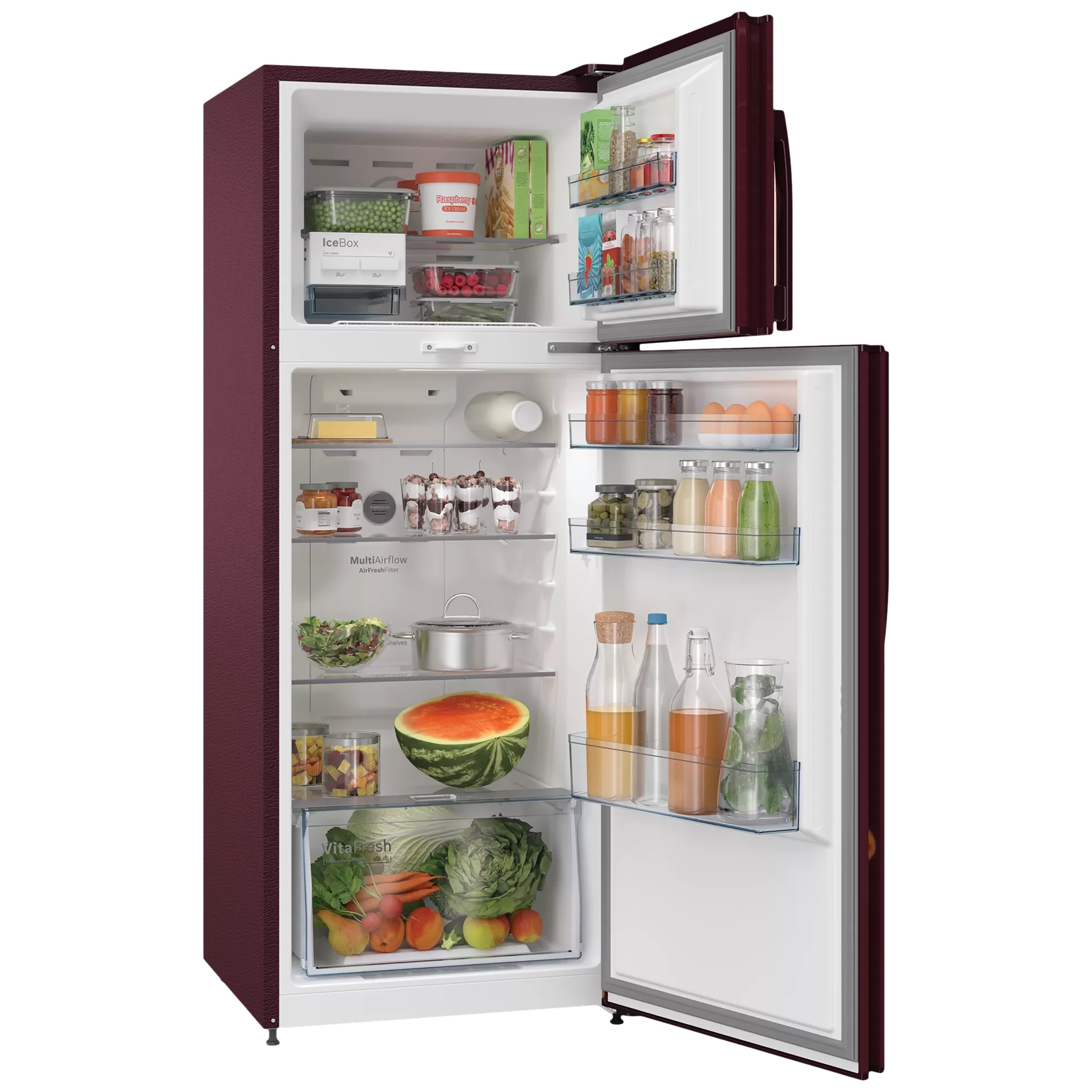 BOSCH Series 2 243 Litres 3 Star Frost Free Double Door Refrigerator with Temperature Display (CTN27W13NI, Acasia Wine)_4