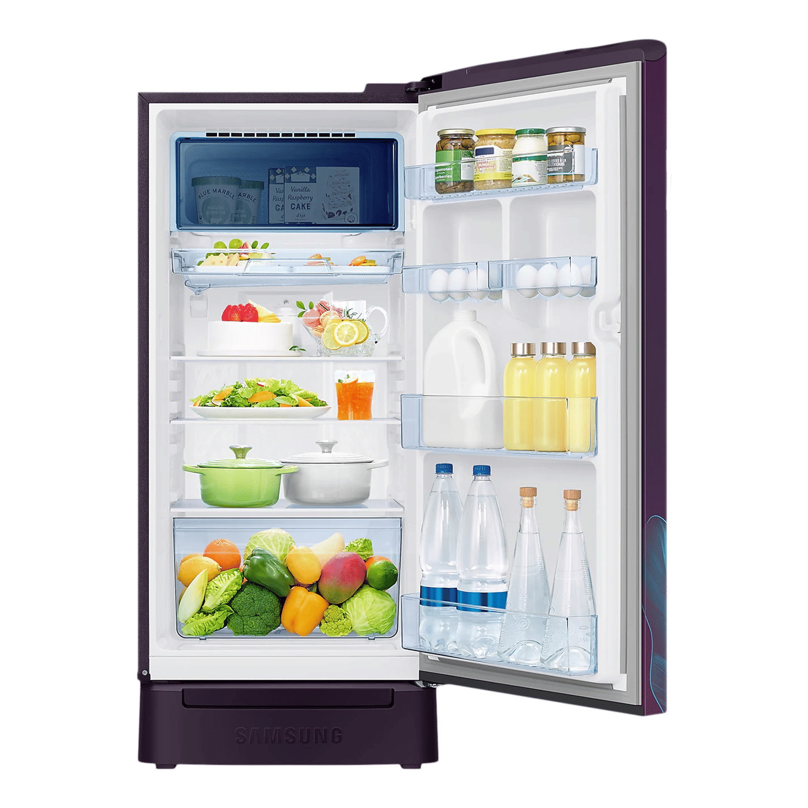 SAMSUNG Digi-Touch Cool 198 Litres 4 Star Direct Cool Single Door Refrigerator with Base Stand Drawer (RR21A2F2X9R/HL, Paradise Bloom Purple) SAMSUNG Digi-Touch Cool 198 Litres 4 Star Direct Cool Single Door Refrigerator with Base Stand Drawer (RR21A2F2X9R/HL, Paradise Bloom Purple)_14