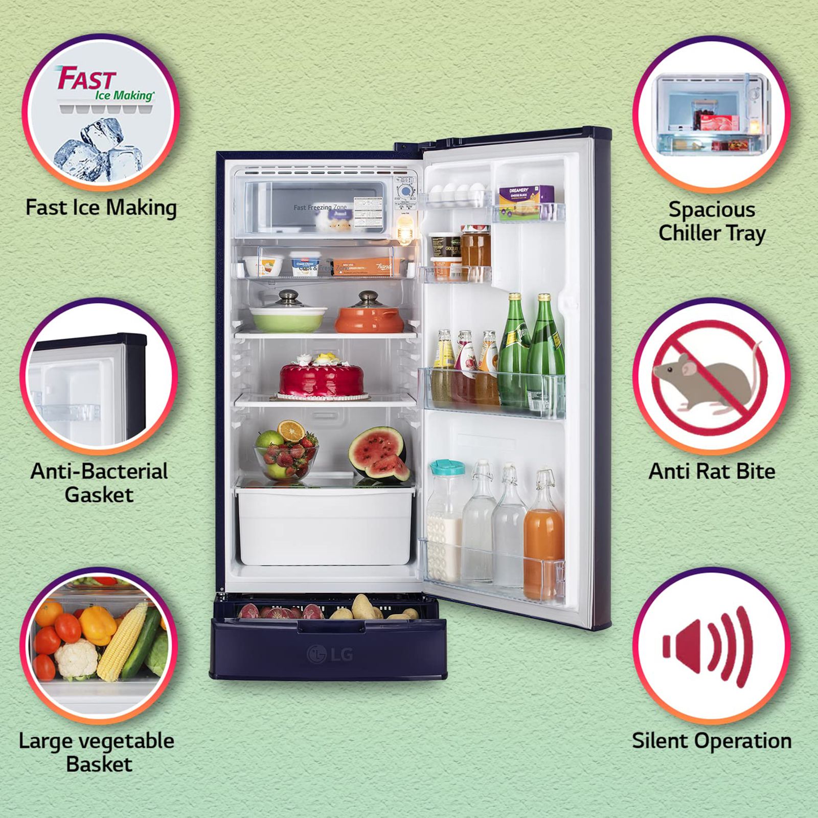 LG 190 Litres 2 Star Direct Cool Single Door Refrigerator with Stabilizer Free Operation (GL-D199OBPC.ABPZEB, Blue Plumeria) LG 190 Litres 2 Star Direct Cool Single Door Refrigerator with Stabilizer Free Operation (GL-D199OBPC.ABPZEB, Blue Plumeria)_11