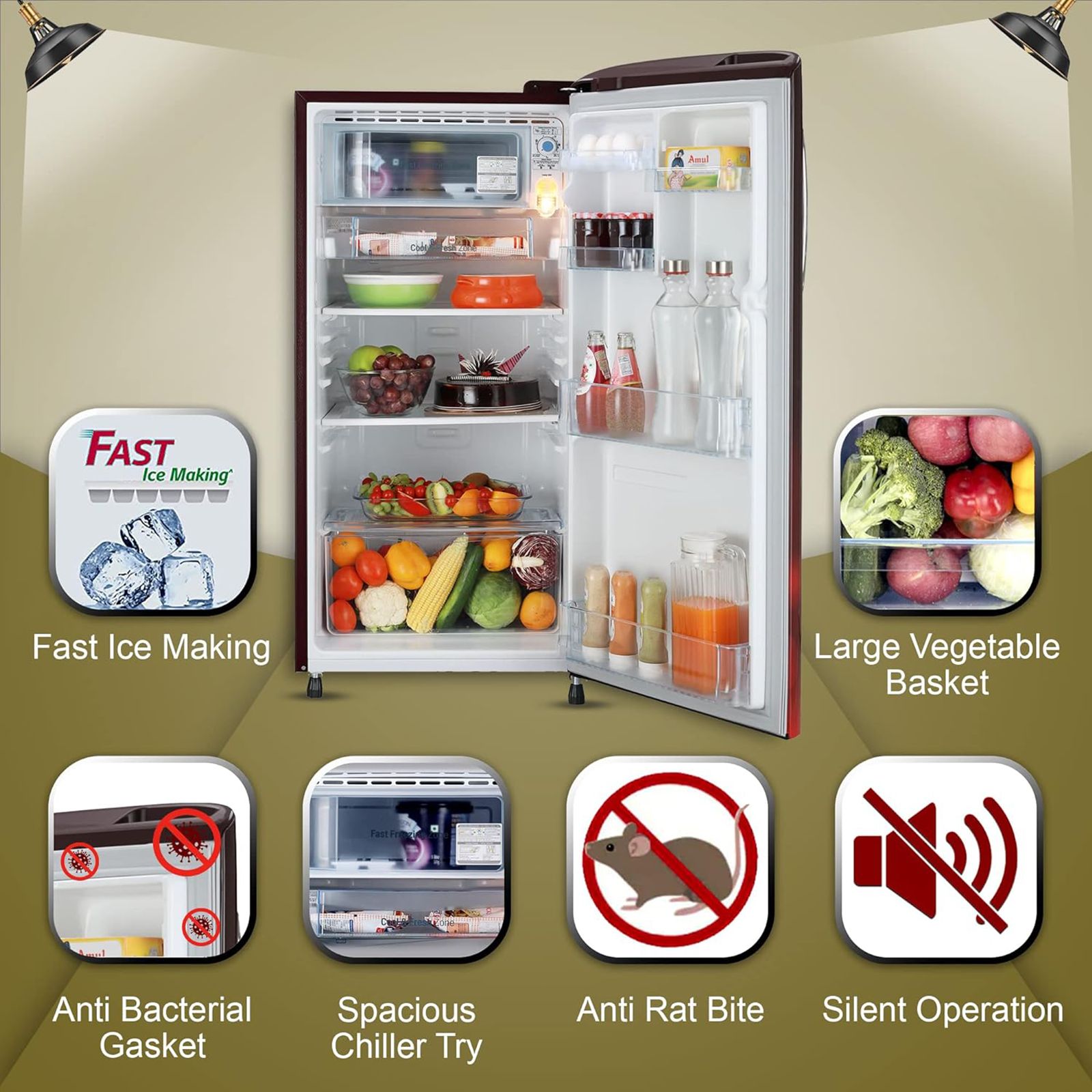 LG 190 Litres 3 Star Direct Cool Single Door Refrigerator with Stabilizer Free Operation (GL-B201ASCD.ASCZEB, Scarlet Charm) LG 190 Litres 3 Star Direct Cool Single Door Refrigerator with Stabilizer Free Operation (GL-B201ASCD.ASCZEB, Scarlet Charm)_15