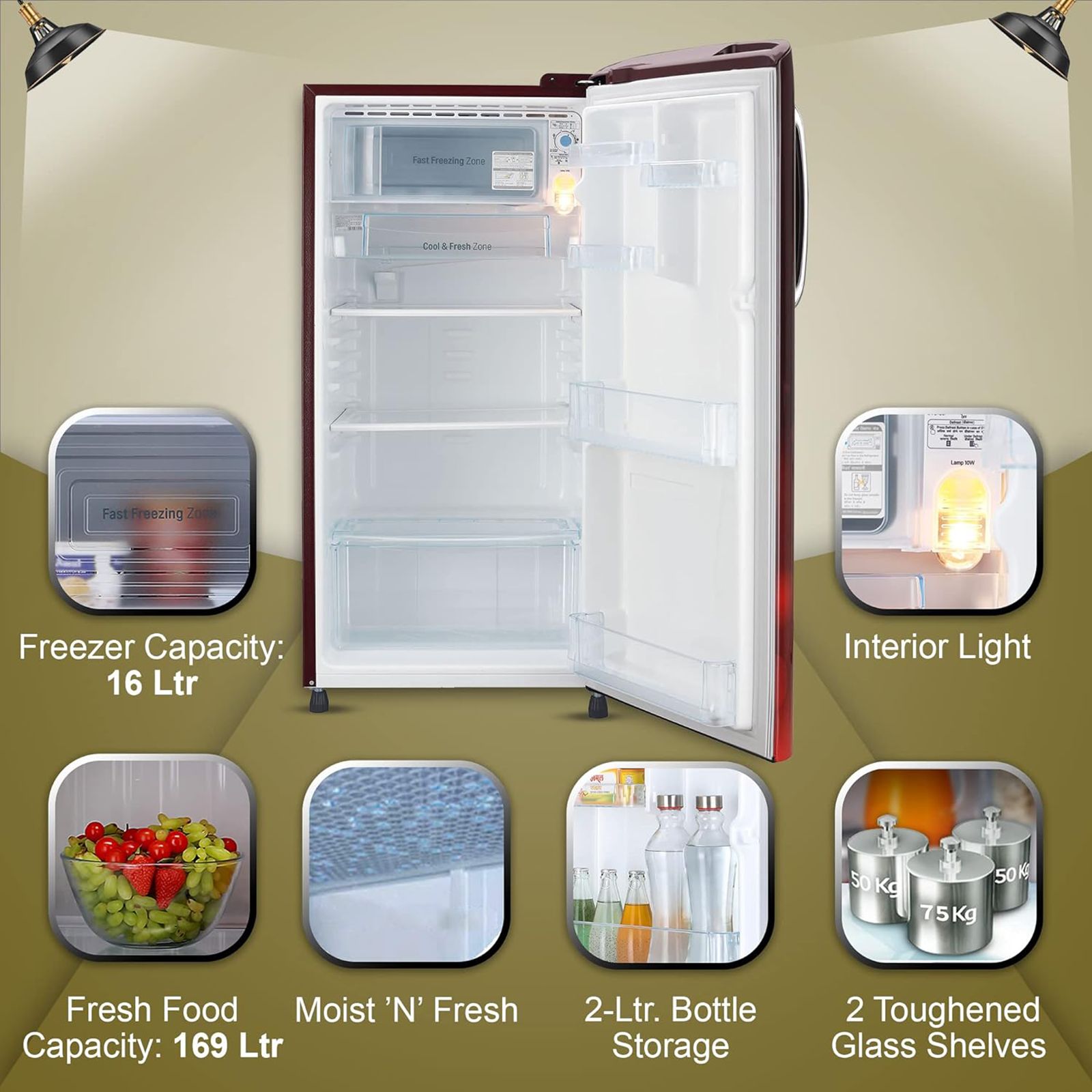 LG 190 Litres 3 Star Direct Cool Single Door Refrigerator with Stabilizer Free Operation (GL-B201ASCD.ASCZEB, Scarlet Charm) LG 190 Litres 3 Star Direct Cool Single Door Refrigerator with Stabilizer Free Operation (GL-B201ASCD.ASCZEB, Scarlet Charm)_16