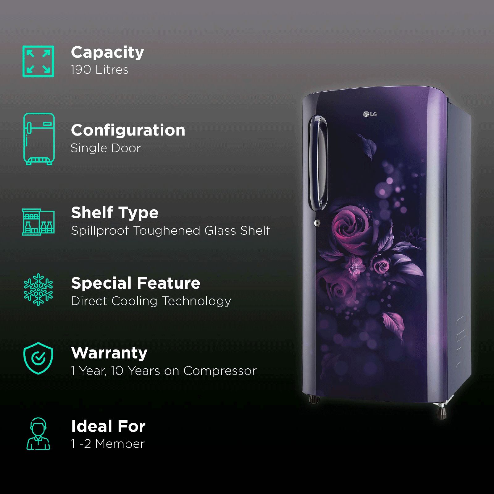 LG 190 Litres 3 Star Direct Cool Single Door Refrigerator with Stabilizer Free Operation (GL-B201ABED.ABEZEB, Blue Euphoria) LG 190 Litres 3 Star Direct Cool Single Door Refrigerator with Stabilizer Free Operation (GL-B201ABED.ABEZEB, Blue Euphoria)_2