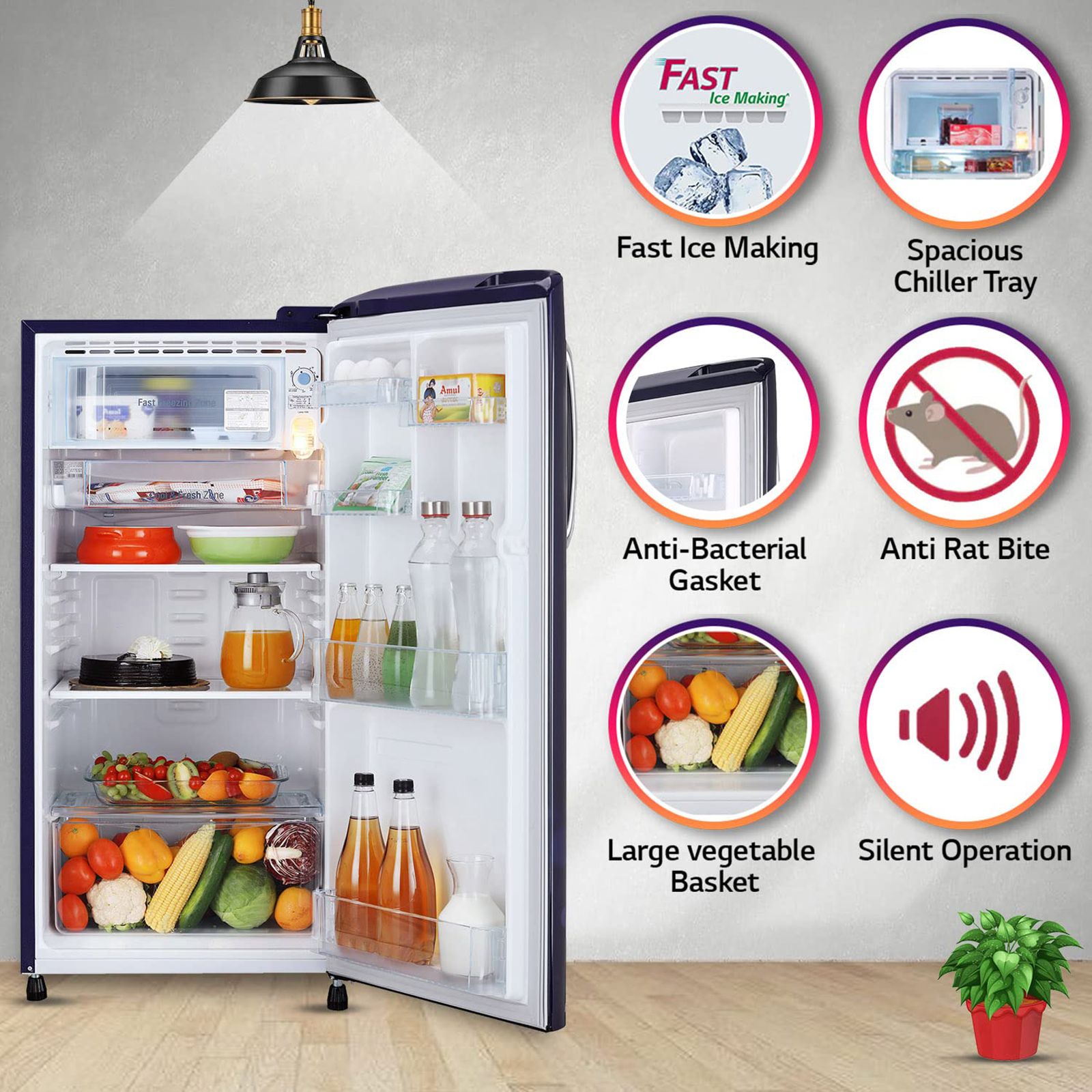 LG 185 Litres 5 Star Direct Cool Single Door Refrigerator with Stabilizer Free Operation (GL-B201ABEZ.BBEZEB, Blue Euphoria)_15