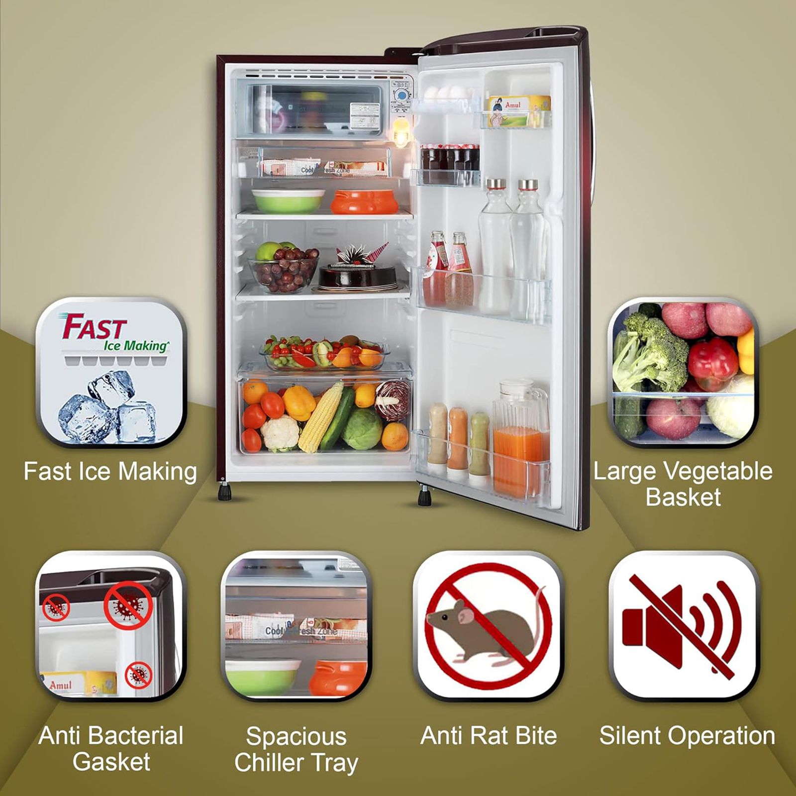 LG 190 Litres 3 Star Direct Cool Single Door Refrigerator with Stabilizer Free Operation (GL-B201ASPD.ASPZEB, Scarlet Plumeria) LG 190 Litres 3 Star Direct Cool Single Door Refrigerator with Stabilizer Free Operation (GL-B201ASPD.ASPZEB, Scarlet Plumeria)_13