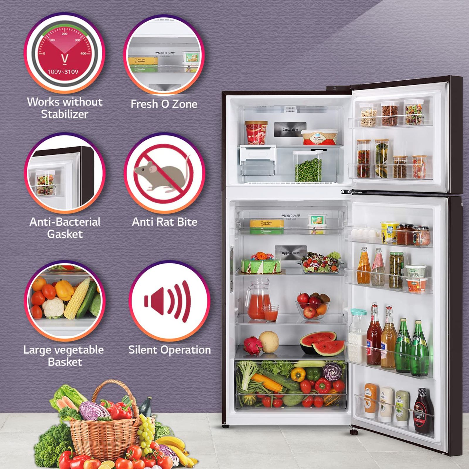 LG 398 Litres 3 Star Frost Free Double Door Smart Wi-Fi Enabled Convertible Refrigerator with Fresh O Zone (GL-T422VESX.DESZEB, Ebony Sheen) LG 398 Litres 3 Star Frost Free Double Door Smart Wi-Fi Enabled Convertible Refrigerator with Fresh O Zone (GL-T422VESX.DESZEB, Ebony Sheen)_11