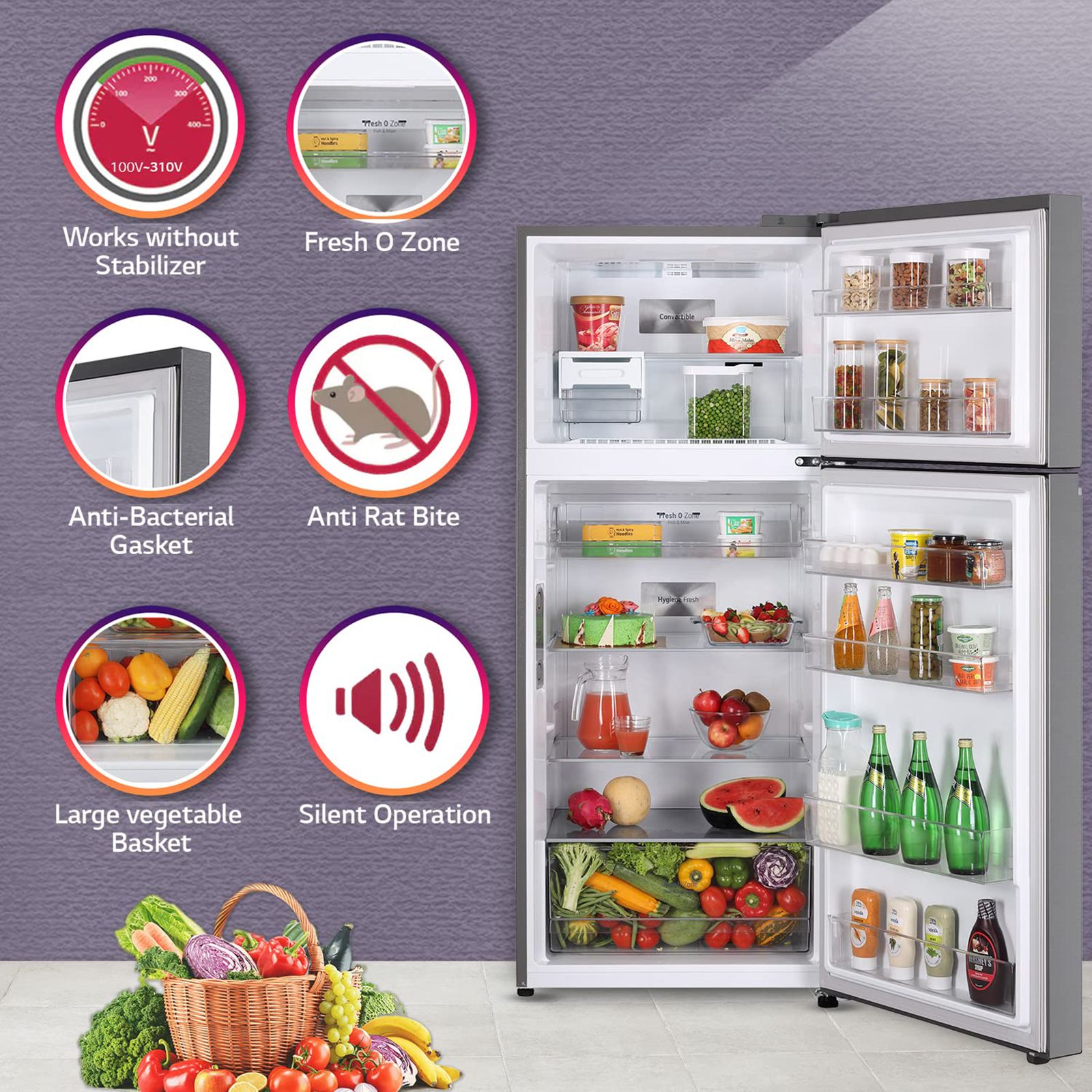 LG 408 Litres 3 Star Frost Free Double Door Smart Wi-Fi Enabled Refrigerator with Multi Air Flow System (GL-T412VPZX.DPZZEB, Shiny Steel) LG 408 Litres 3 Star Frost Free Double Door Smart Wi-Fi Enabled Refrigerator with Multi Air Flow System (GL-T412VPZX.DPZZEB, Shiny Steel)_15