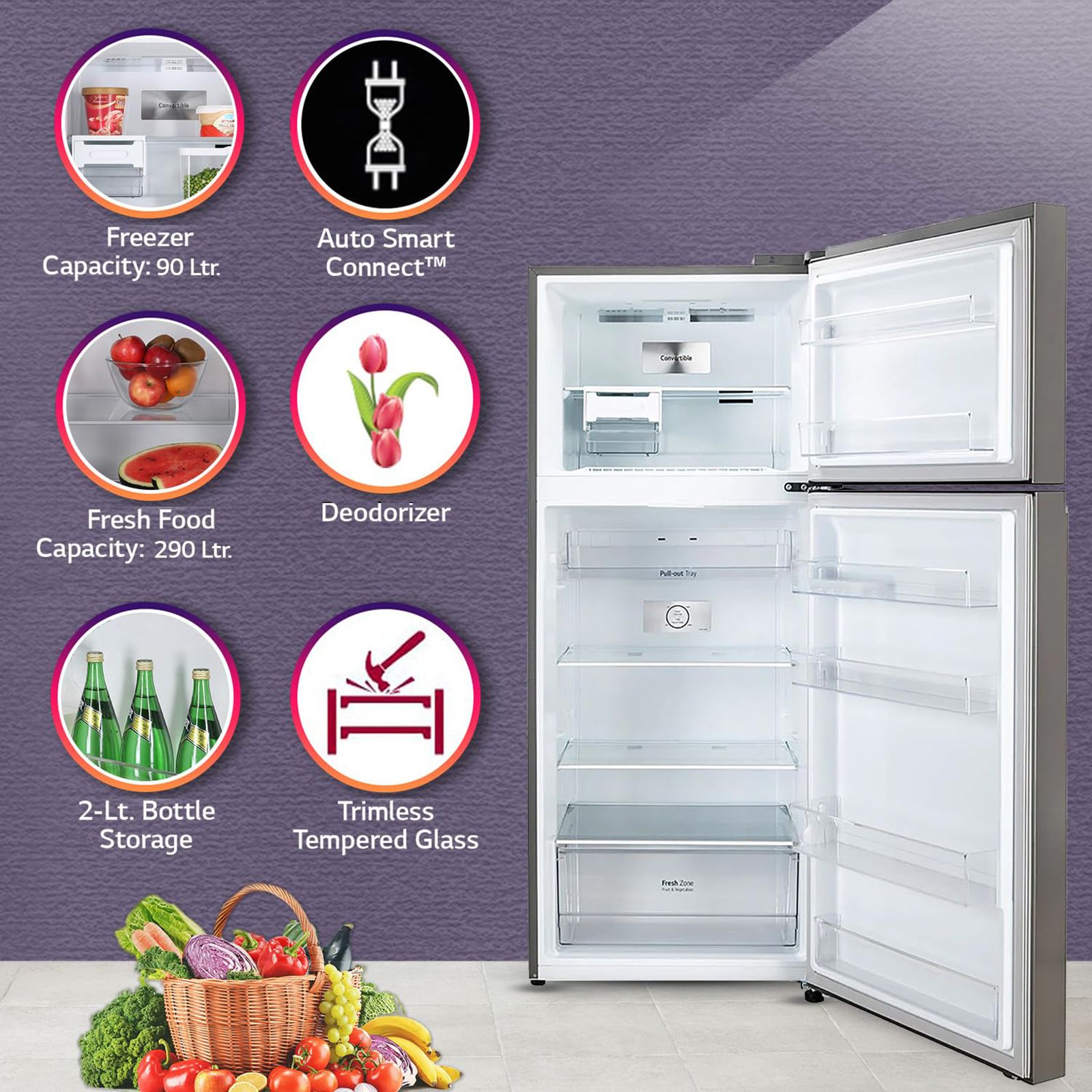 LG 380 Litres 2 Star Frost Free Double Door Convertible Refrigerator with Smart Diagnosis (GL-S412SPZY.DPZZEB, Shiny Steel) LG 380 Litres 2 Star Frost Free Double Door Convertible Refrigerator with Smart Diagnosis (GL-S412SPZY.DPZZEB, Shiny Steel)_11