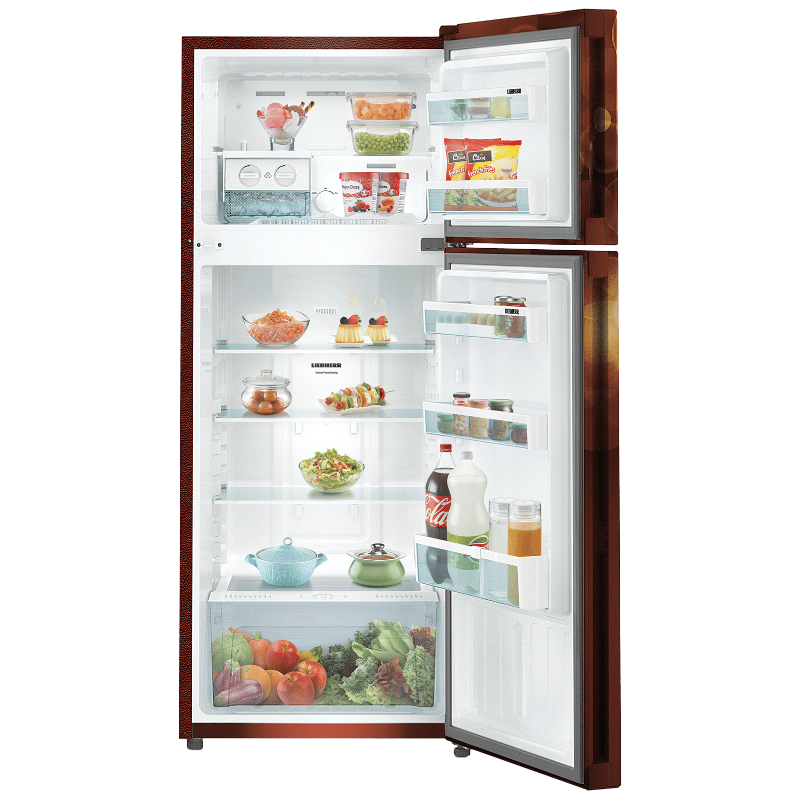 LIEBHERR 265 Litres 3 Star Frost Free Double Door Refrigerator with Central Power Cooling (TCBB 2620, Brown Bubble)_4