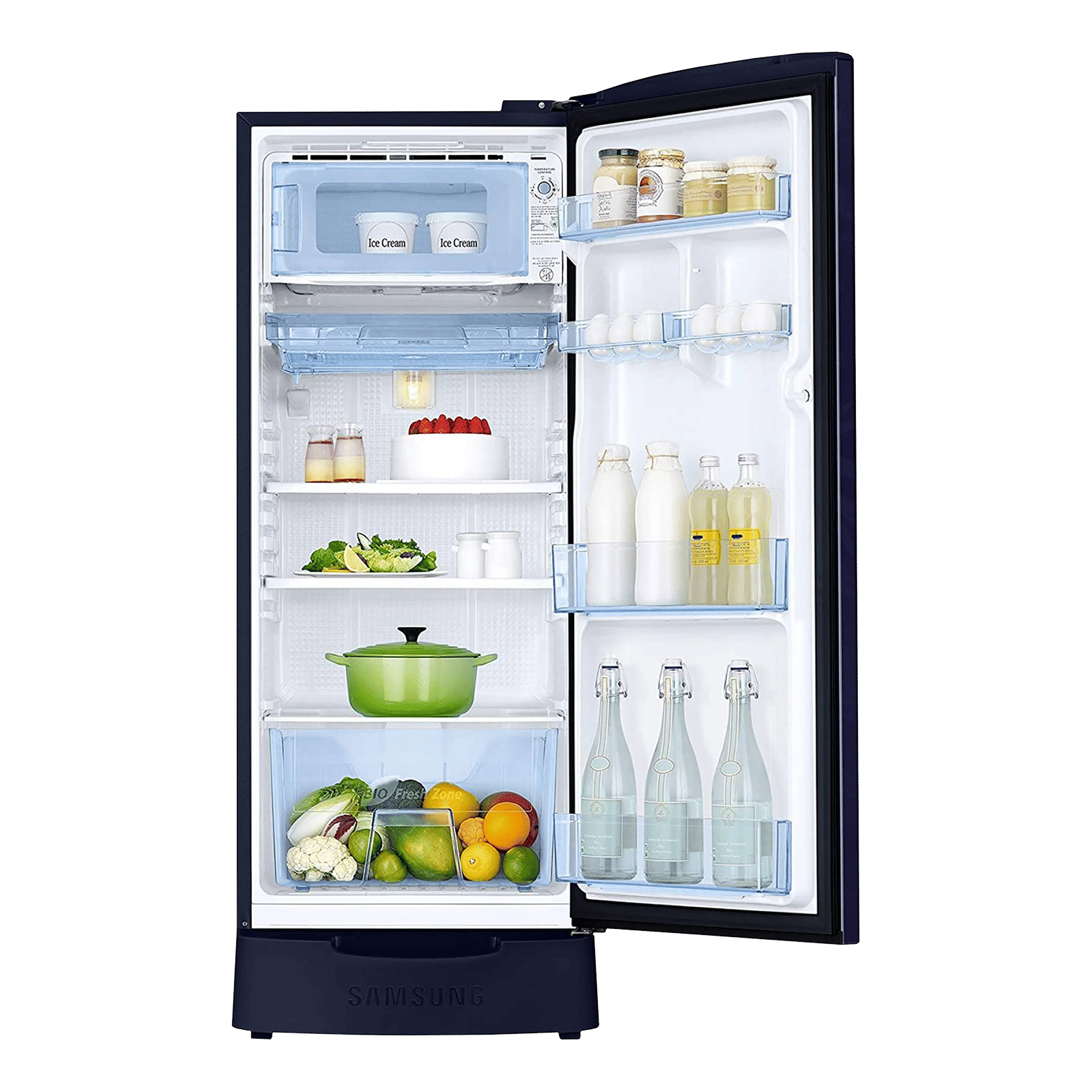 SAMSUNG Stylish Crown 192 Litres 2 Star Direct Cool Single Door Refrigerator with Base Stand Drawer (RR19A2Z2B6U/NL, Mystic Overlay Blue) SAMSUNG Stylish Crown 192 Litres 2 Star Direct Cool Single Door Refrigerator with Base Stand Drawer (RR19A2Z2B6U/NL, Mystic Overlay Blue)_12