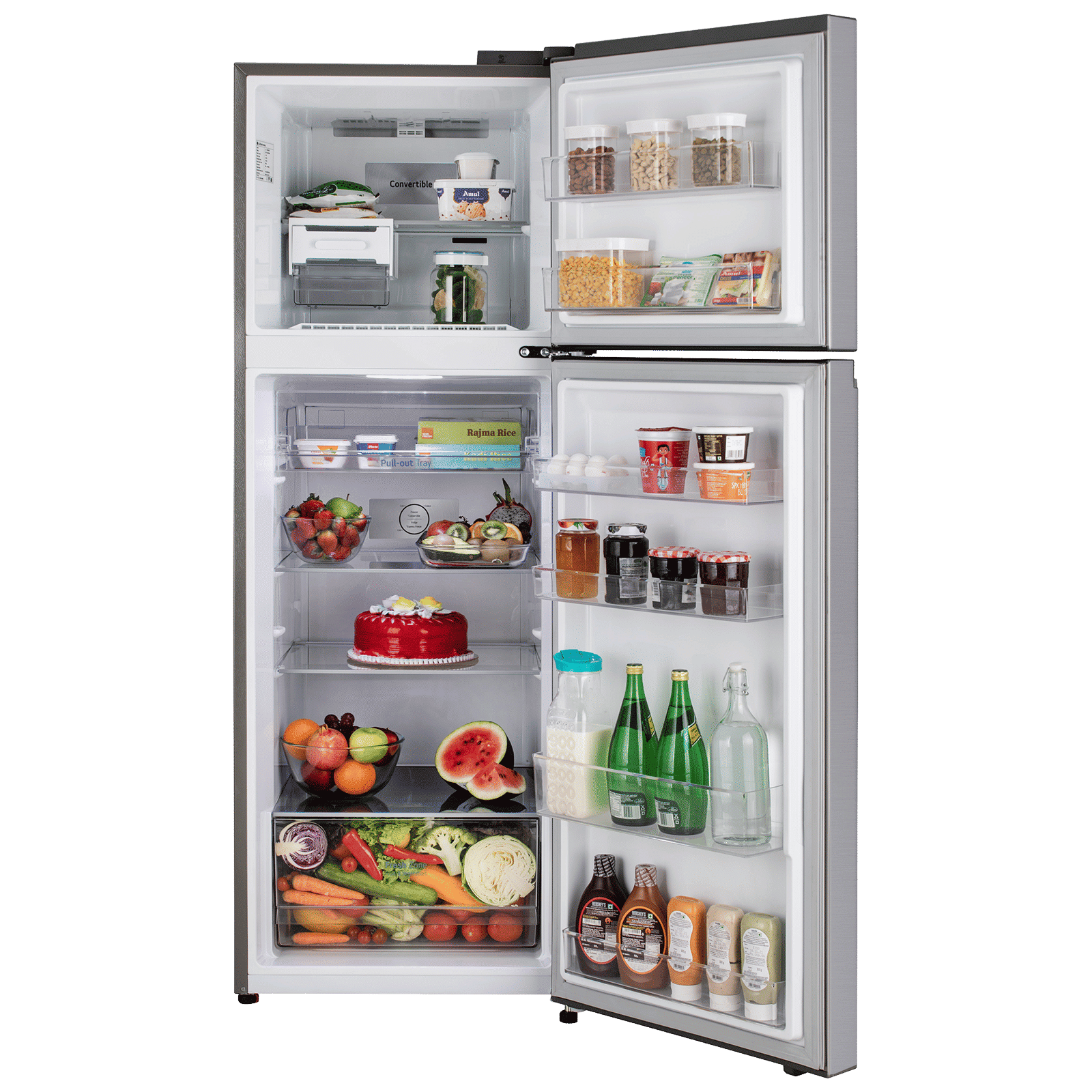 LG 322 Litres 2 Star Frost Free Double Door Convertible Refrigerator with Multi Air Flow System (GL-S342SPZY, Shiny Steel)_5