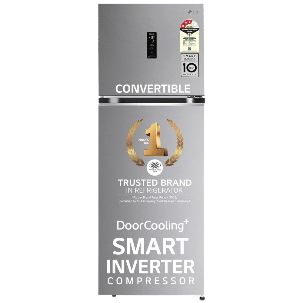 LG 360 Litres 3 Star Frost Free Double Door Smart Wi-Fi Enabled Refrigerator with Smart Diagnosis (GL-T382VPZX, Shiny Steel)_1