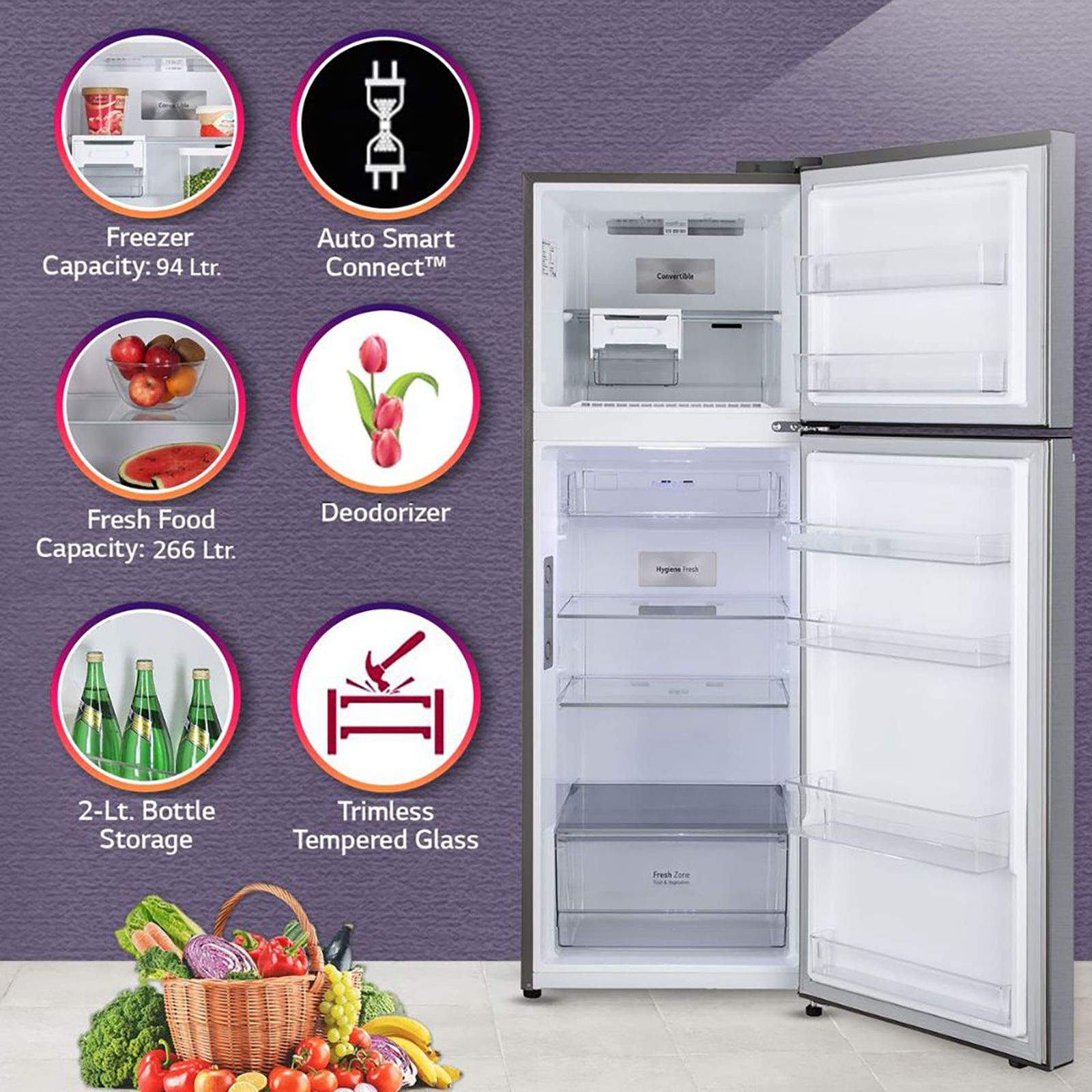 LG 360 Litres 3 Star Frost Free Double Door Smart Wi-Fi Enabled Refrigerator with Smart Diagnosis (GL-T382VPZX, Shiny Steel)_18