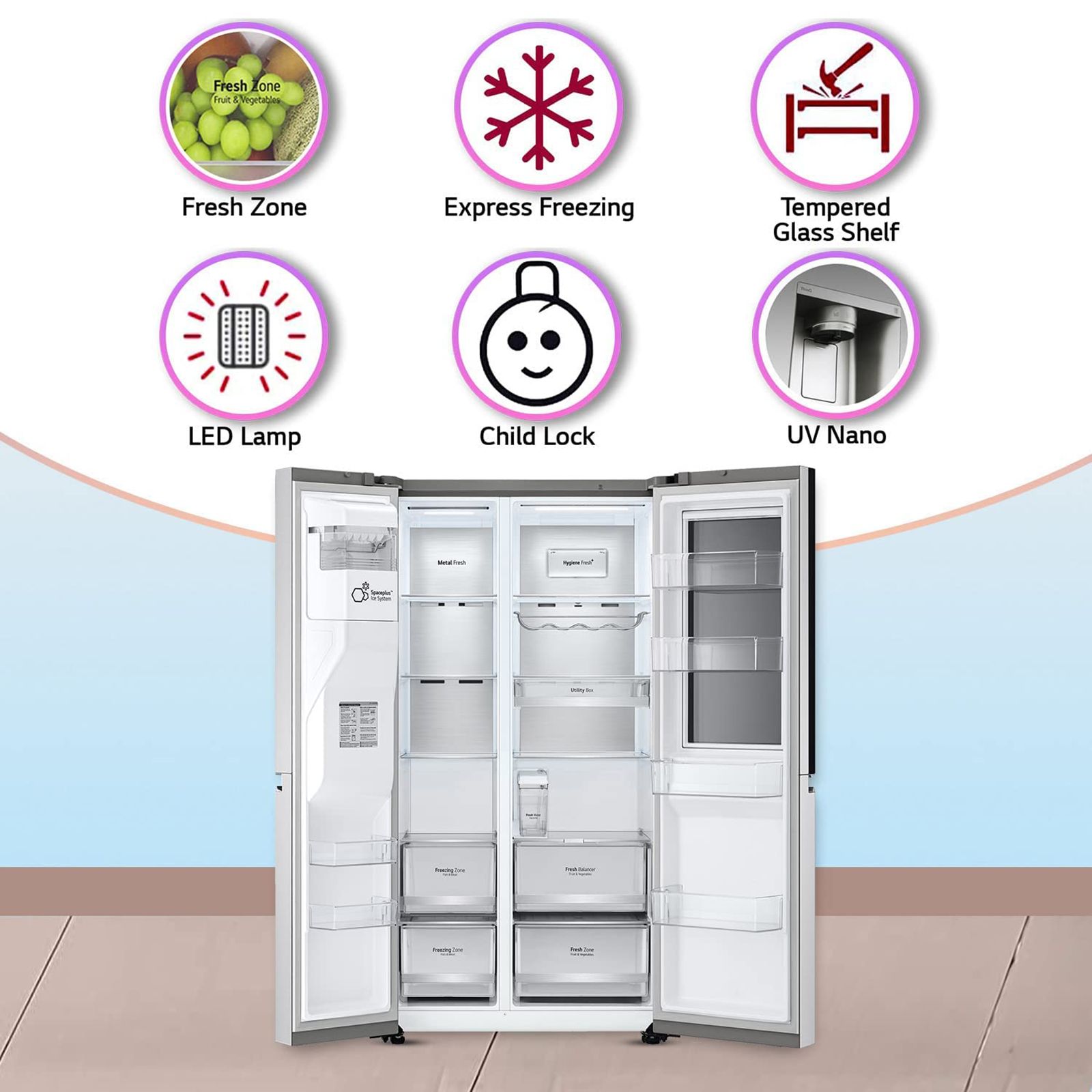 LG 674 Litres Frost Free Side by Side Door Smart Wi-Fi Enabled Refrigerator with InstaView Door-in-Door (GC-X257CSES.ABSQEB, Noble Steel) LG 674 Litres Frost Free Side by Side Door Smart Wi-Fi Enabled Refrigerator with InstaView Door-in-Door (GC-X257CSES.ABSQEB, Noble Steel)_10