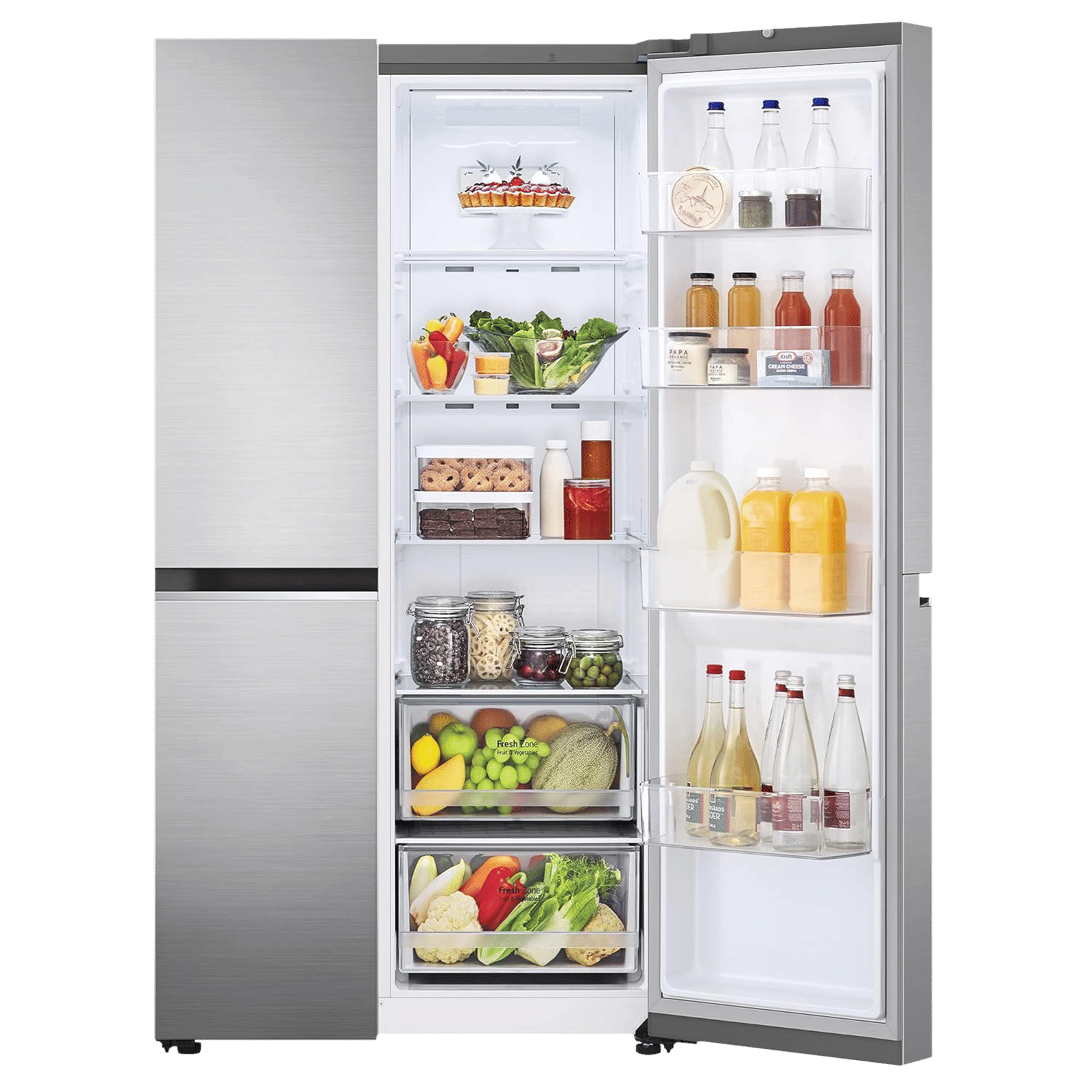 LG 694 Litres Frost Free Side by Side Refrigerator with Door Cooling Plus Technology (GC-B257SLUV.APZQEB, Platinum Silver III)_11