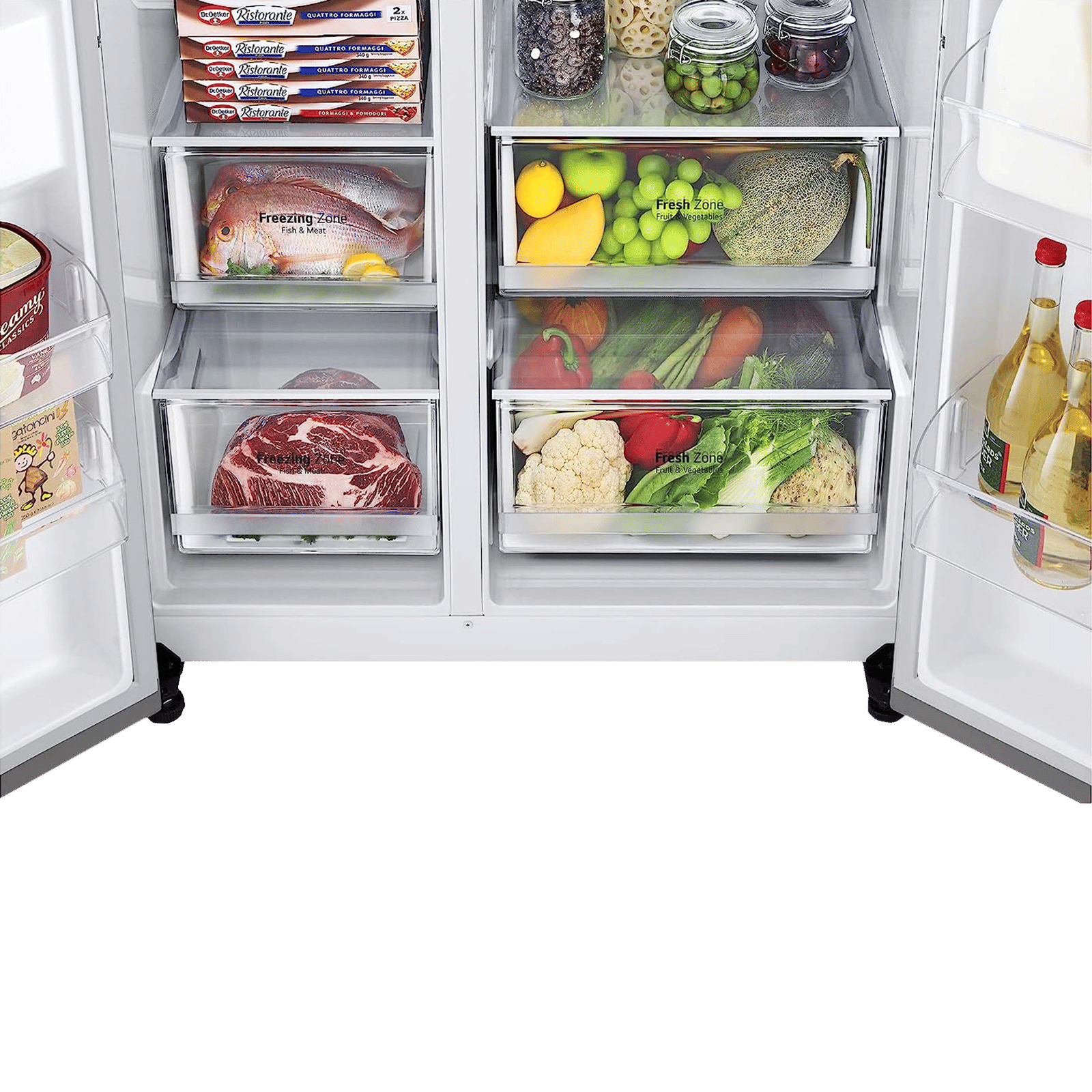 LG 694 Litres Frost Free Side by Side Refrigerator with Door Cooling Plus Technology (GC-B257SLUV.APZQEB, Platinum Silver III)_6