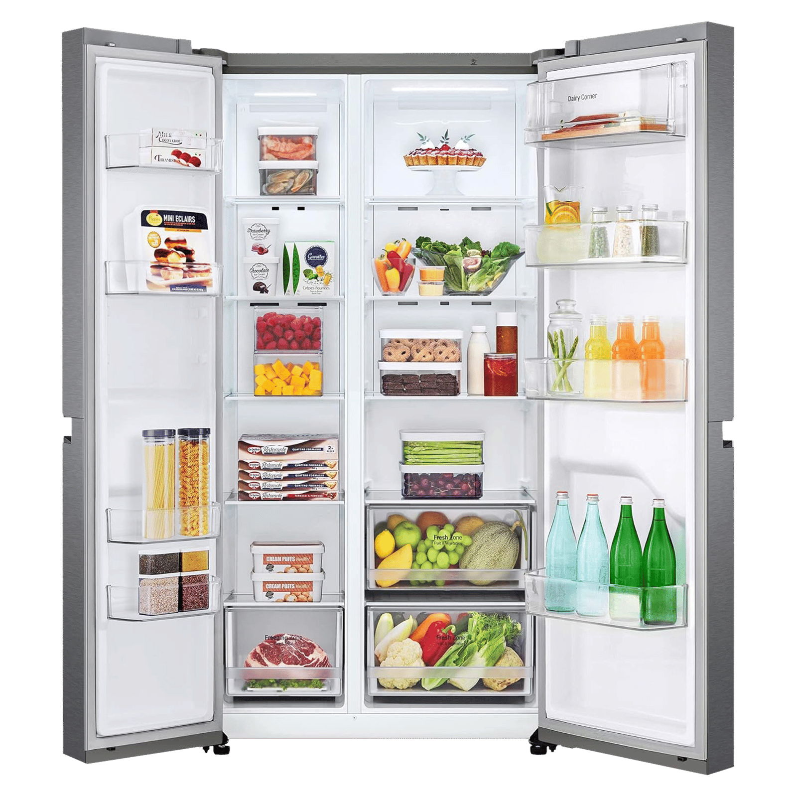 LG 688 Litres Frost Free Side by Side Refrigerator with Door Cooling Plus Technology (GC-B257KQDV.ADSQEB, Dazzle Steel)_4
