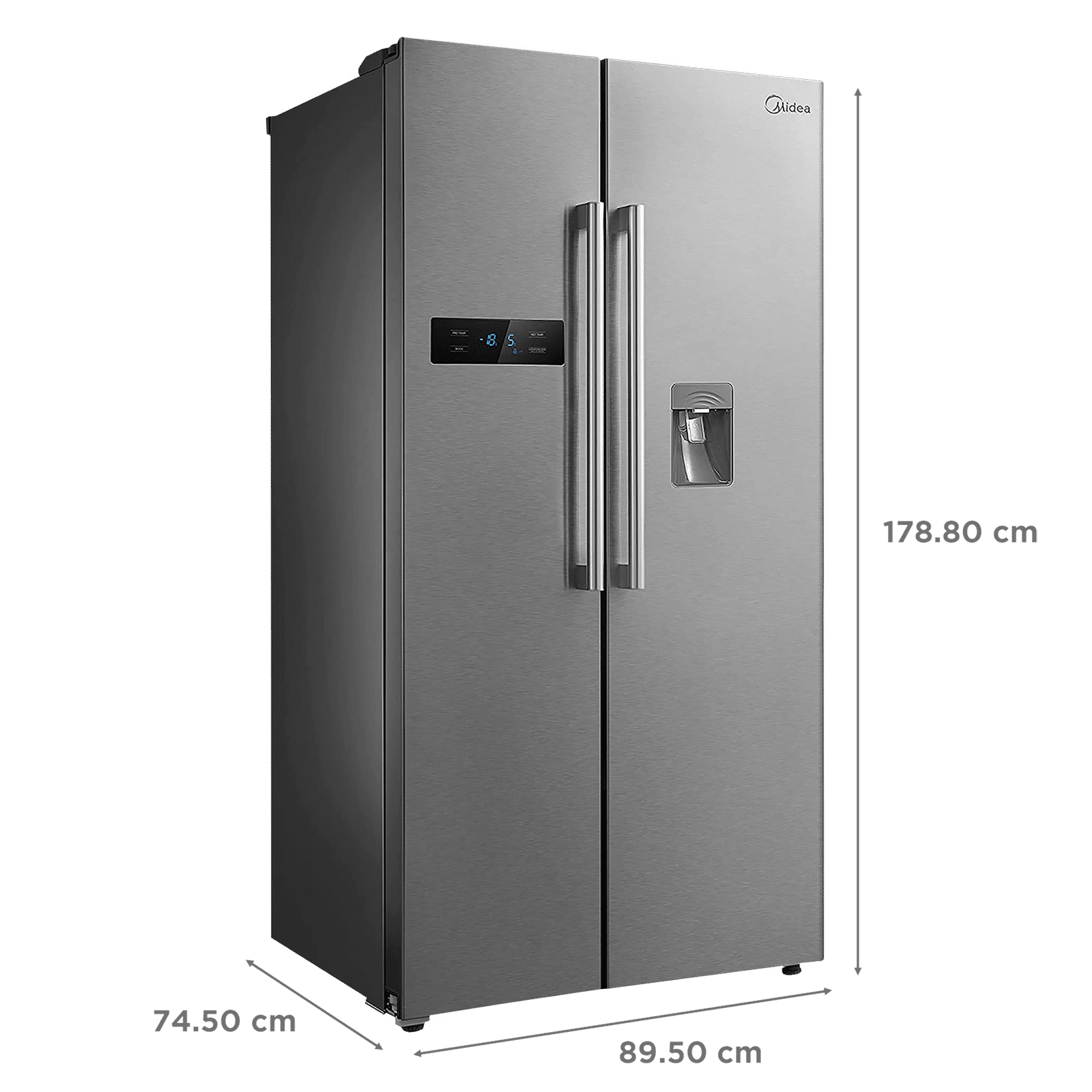Midea 591 Litres Frost Free Side by Side Refrigerator with Water Dispenser (MRF5920WDSSF, Silver)_3