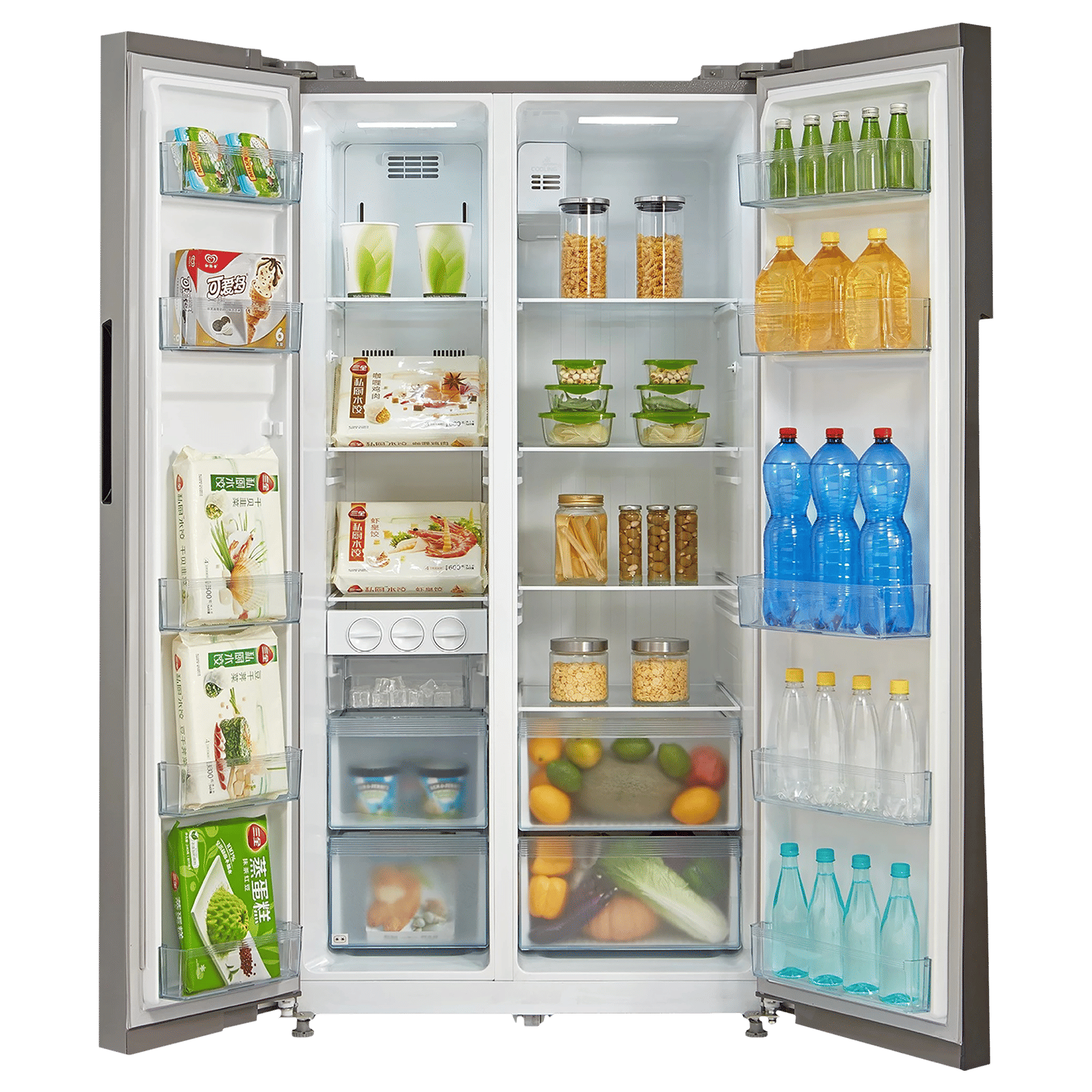 Midea 591 Litres Frost Free Side by Side Refrigerator with Water Dispenser (MRF5920WDSSF, Silver)_5