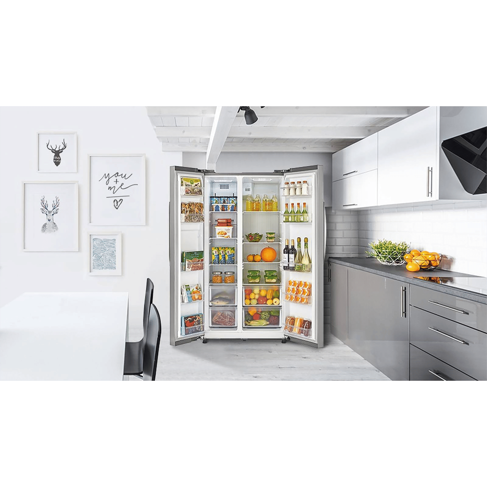 Midea 584 Litres Frost Free Side by Side Refrigerator with Anti-Bacterial Gasket (MRFS5920SSLF, Silver)_8