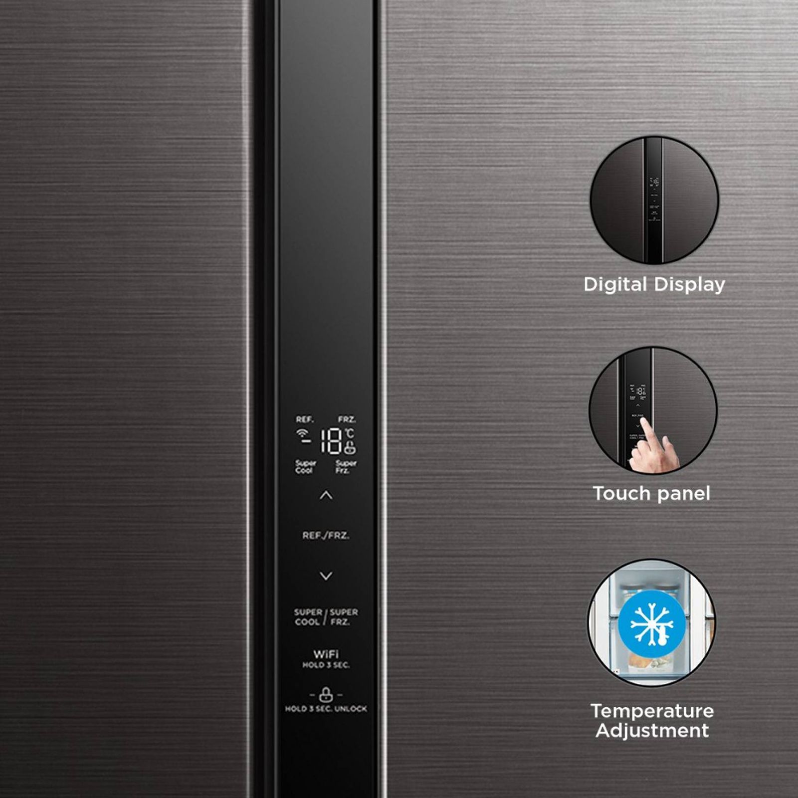 Midea 482 Litres Frost Free Side by Side Refrigerator with Multi Air Flow System (MDRS619FGG28AIND, Black Jazz) Midea 482 Litres Frost Free Side by Side Refrigerator with Multi Air Flow System (MDRS619FGG28AIND, Black Jazz)_12