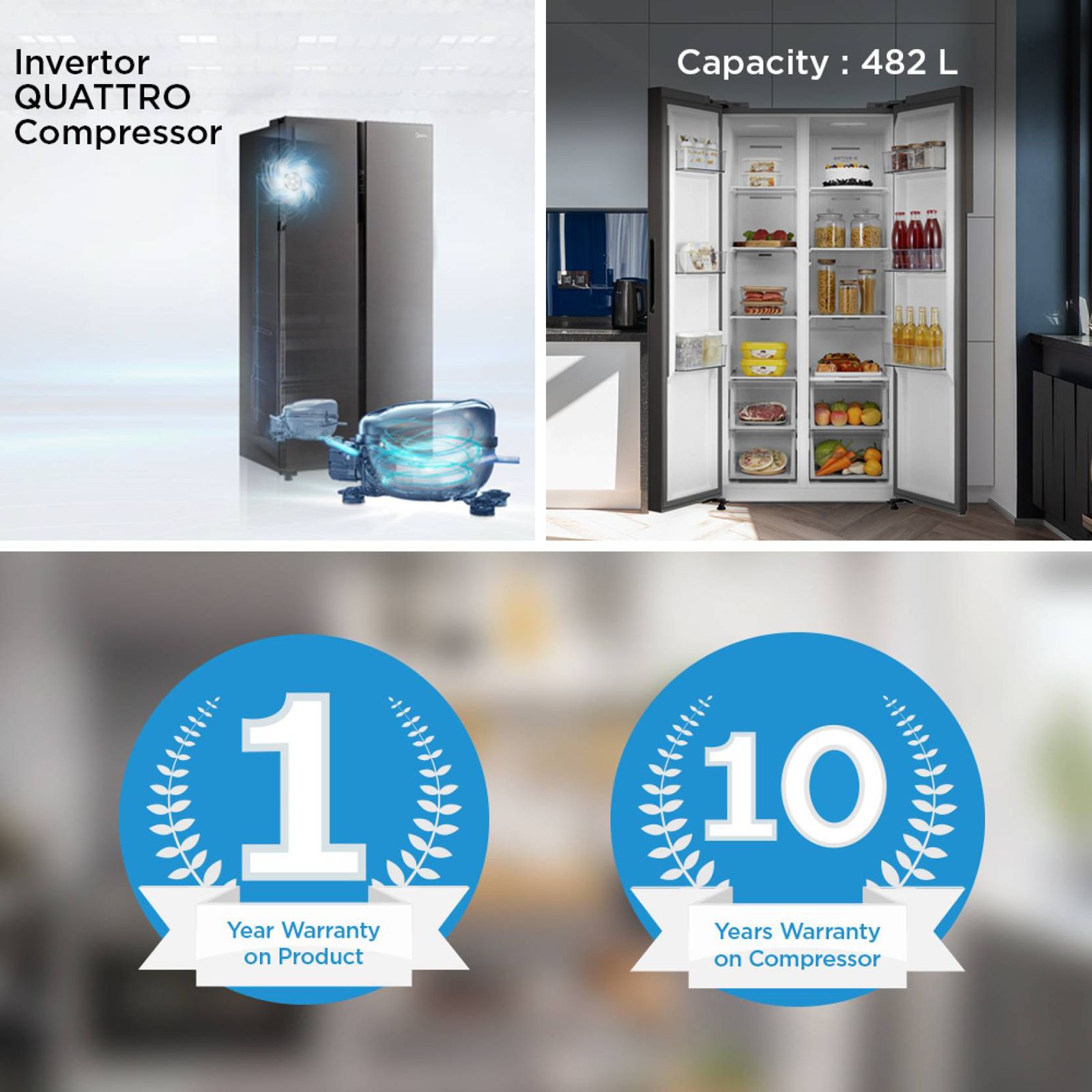 Midea 482 Litres Frost Free Side by Side Refrigerator with Multi Air Flow System (MDRS619FGG28AIND, Black Jazz) Midea 482 Litres Frost Free Side by Side Refrigerator with Multi Air Flow System (MDRS619FGG28AIND, Black Jazz)_13