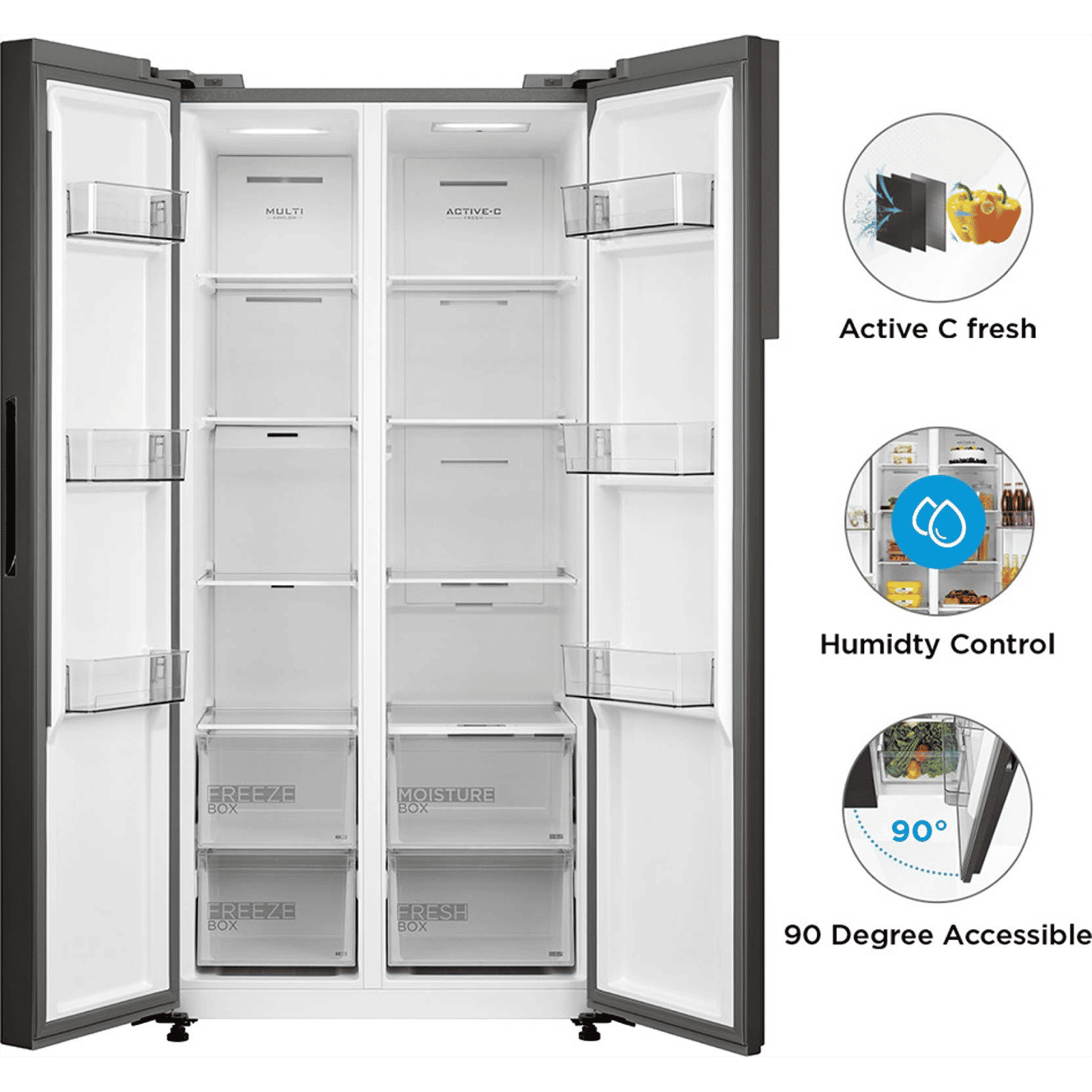 Midea 482 Litres Frost Free Side by Side Refrigerator with Multi Air Flow System (MDRS619FGG28AIND, Black Jazz) Midea 482 Litres Frost Free Side by Side Refrigerator with Multi Air Flow System (MDRS619FGG28AIND, Black Jazz)_15