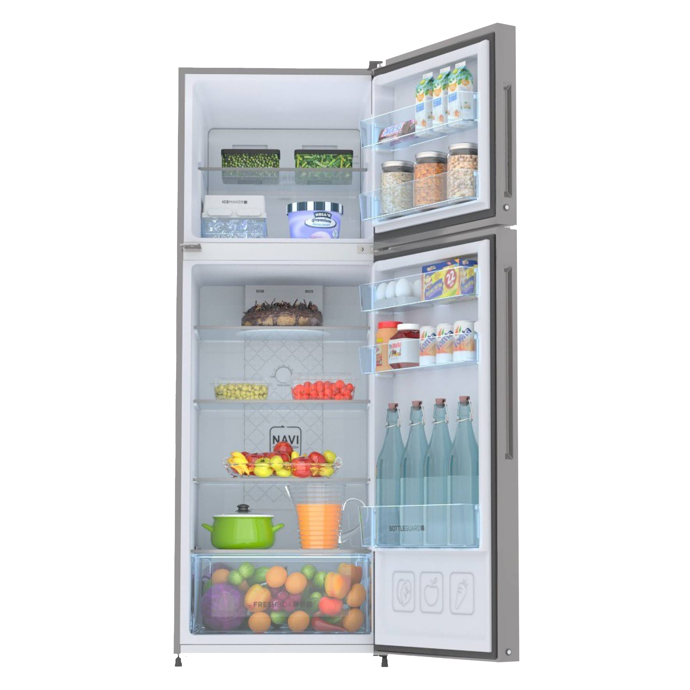 Haier 258 Litres 2 Star Frost Free Double Door Convertible Refrigerator with Turbo Icing Technology (HEF-25TDS, Dazzle Steel) Haier 258 Litres 2 Star Frost Free Double Door Convertible Refrigerator with Turbo Icing Technology (HEF-25TDS, Dazzle Steel)_5