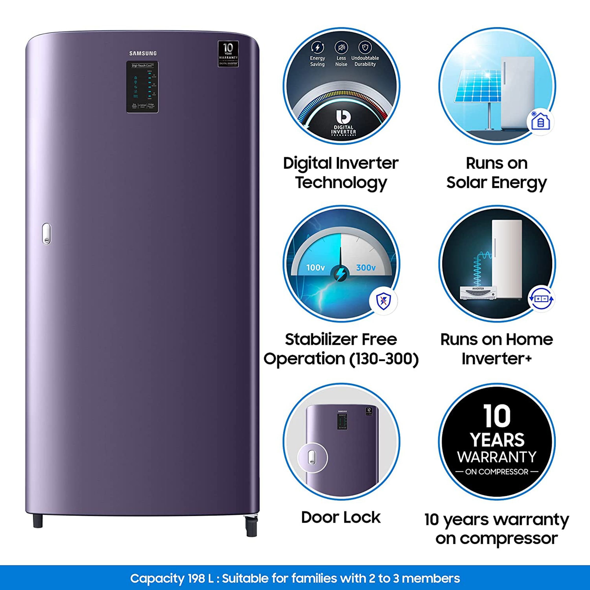 SAMSUNG 198 Liters 3 Star Direct Cool Single Door Refrigerator with Stabilizer Free Operation (RR21A2C2YUT/HL, Pebble Blue) SAMSUNG 198 Liters 3 Star Direct Cool Single Door Refrigerator with Stabilizer Free Operation (RR21A2C2YUT/HL, Pebble Blue)_17