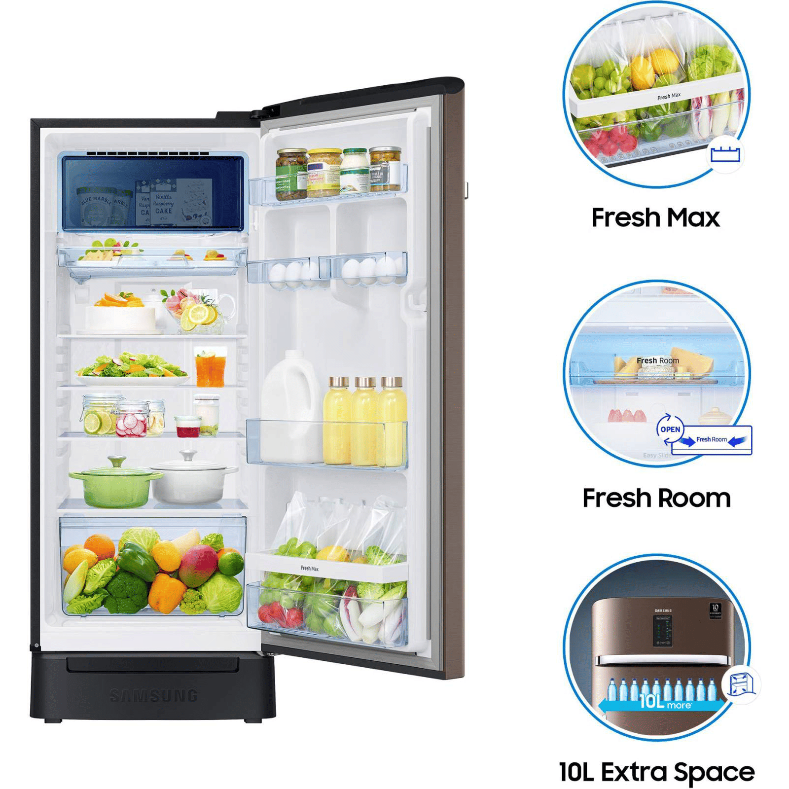 SAMSUNG 225 Liters 5 Star Direct Cool Single Door Refrigerator with Stabilizer Free Operation (RR23A2F3WDX/HL, Luxe Brown) SAMSUNG 225 Liters 5 Star Direct Cool Single Door Refrigerator with Stabilizer Free Operation (RR23A2F3WDX/HL, Luxe Brown)_13