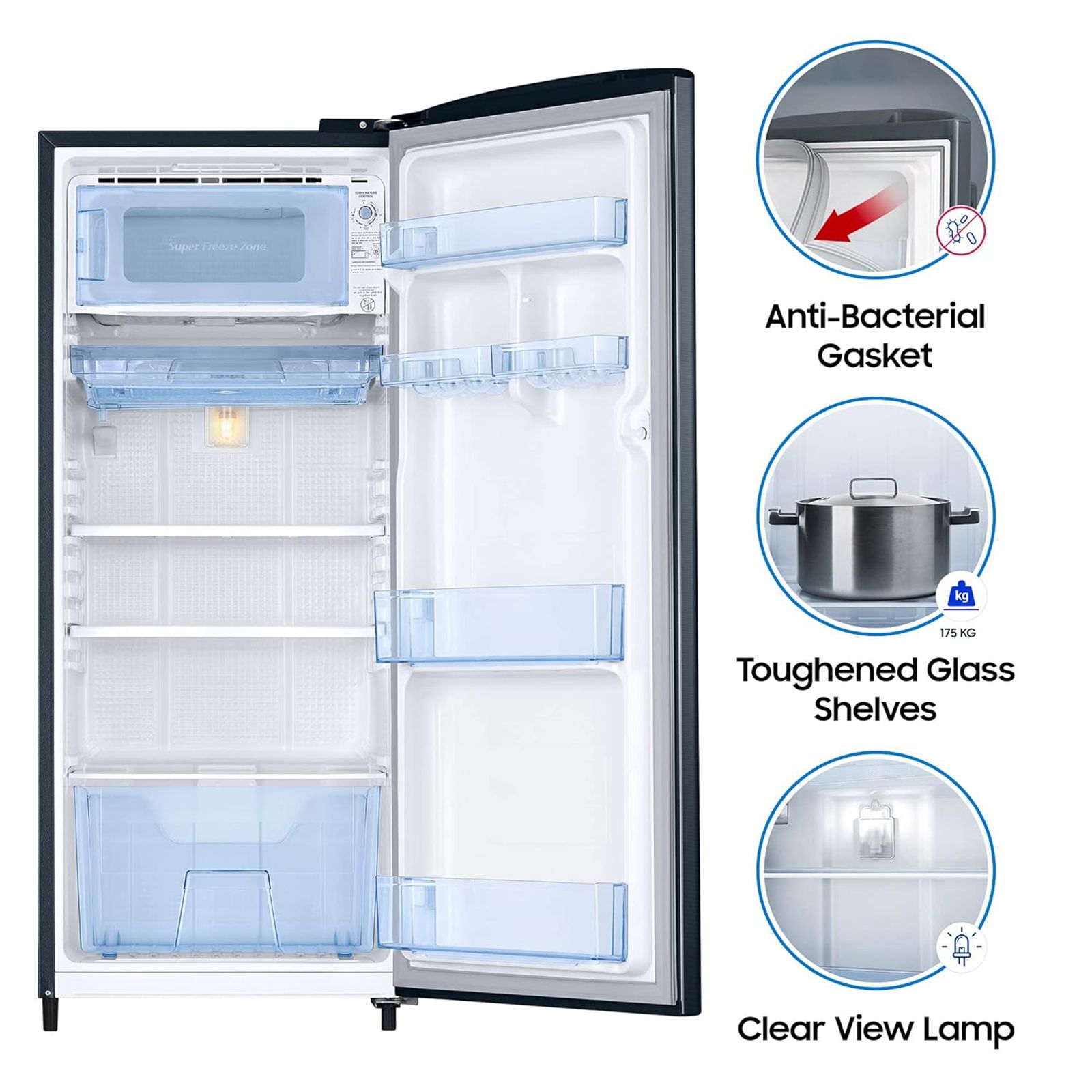 SAMSUNG 192 Liters 3 Star Direct Cool Single Door Refrigerator with Anti-Bacteria Gasket (RR20A1Y2YU8/HL, Blooming Saffron Red) SAMSUNG 192 Liters 3 Star Direct Cool Single Door Refrigerator with Anti-Bacteria Gasket (RR20A1Y2YU8/HL, Blooming Saffron Red)_14