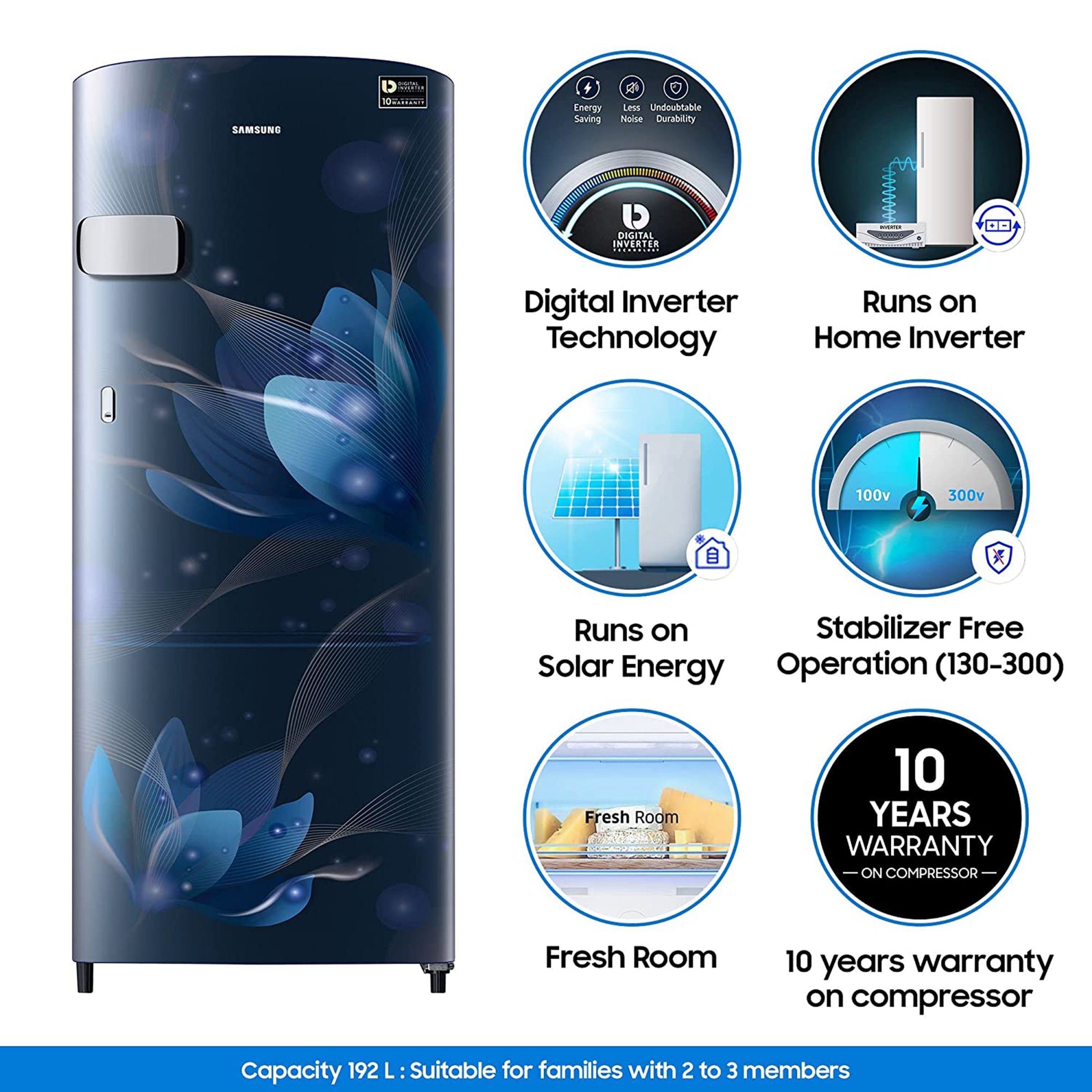SAMSUNG 192 Liters 3 Star Direct Cool Single Door Refrigerator with Anti-Bacteria Gasket (RR20A1Y2YU8/HL, Blooming Saffron Red) SAMSUNG 192 Liters 3 Star Direct Cool Single Door Refrigerator with Anti-Bacteria Gasket (RR20A1Y2YU8/HL, Blooming Saffron Red)_17