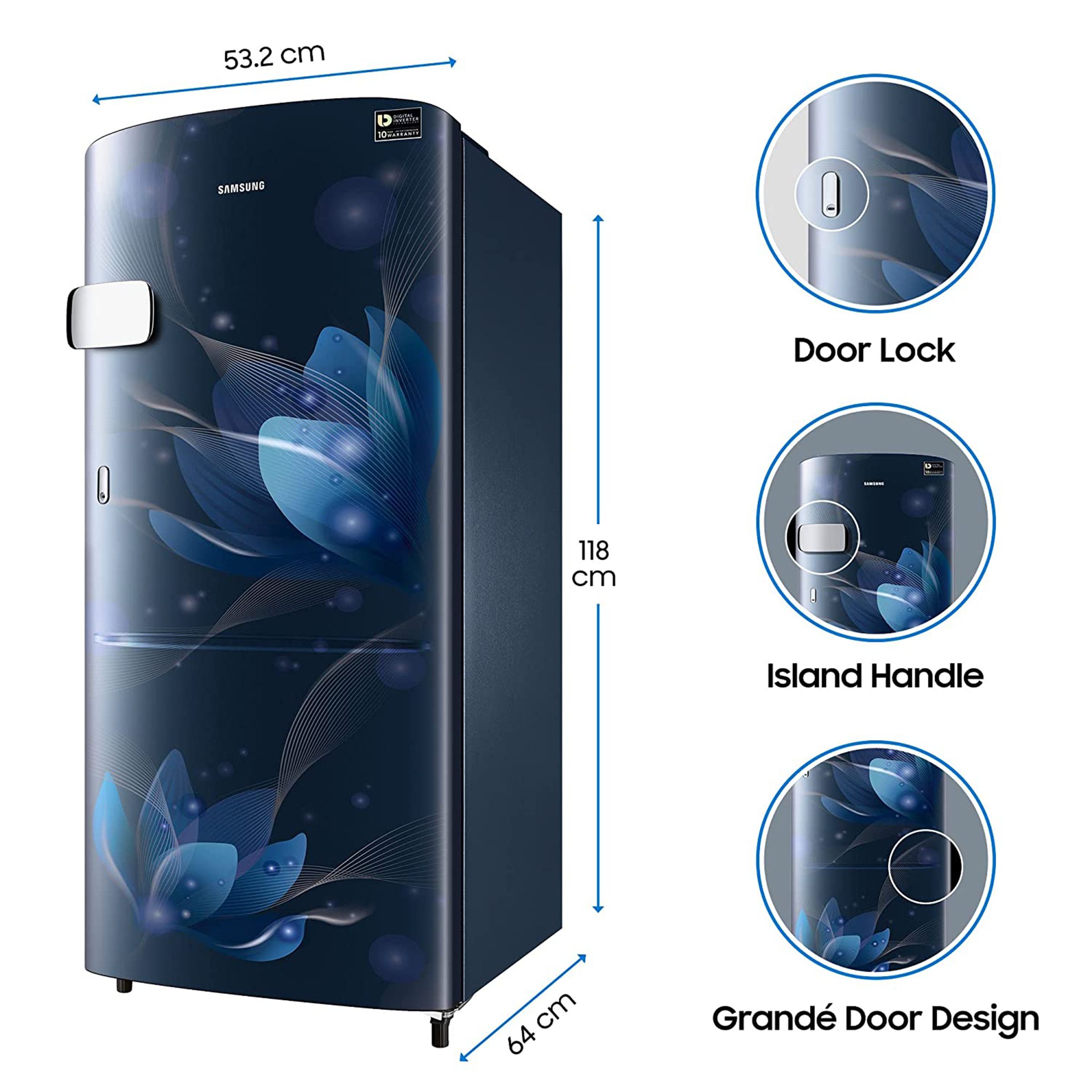 SAMSUNG 192 Liters 3 Star Direct Cool Single Door Refrigerator with Anti-Bacteria Gasket (RR20A1Y2YU8/HL, Blooming Saffron Red) SAMSUNG 192 Liters 3 Star Direct Cool Single Door Refrigerator with Anti-Bacteria Gasket (RR20A1Y2YU8/HL, Blooming Saffron Red)_18