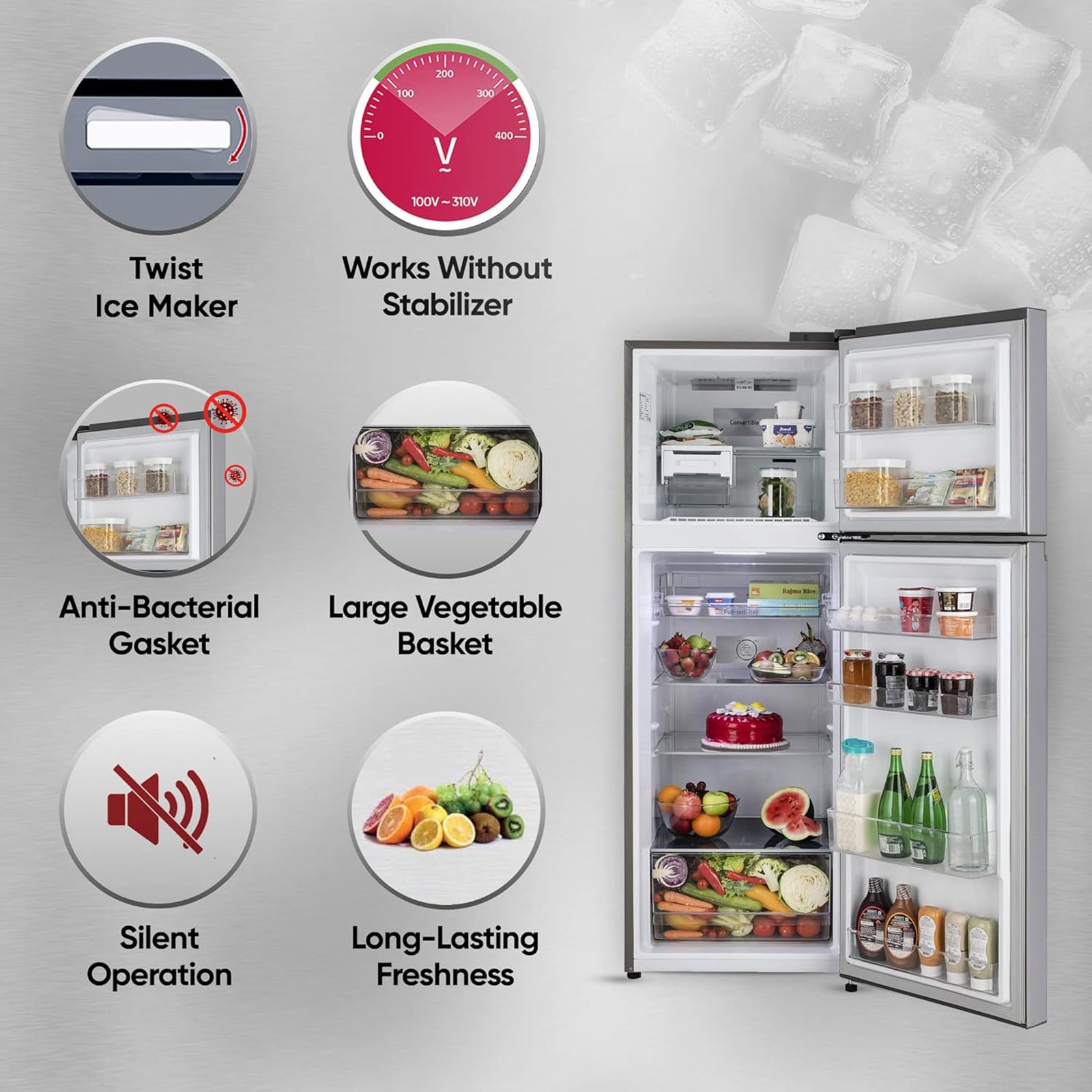 LG 360 Litres 2 Star Frost Free Double Door Refrigerator with Anti-Bacteria Gasket (GL-N382SDSY.ADSZEB, Dazzle Steel)_12