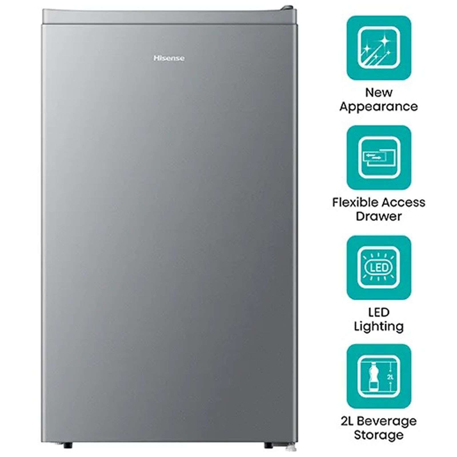 Hisense 94 Liters 2 Star Direct Cool Single Door Refrigerator with Reversible Door (RR94D4SSN, Silver) Hisense 94 Liters 2 Star Direct Cool Single Door Refrigerator with Reversible Door (RR94D4SSN, Silver)_11