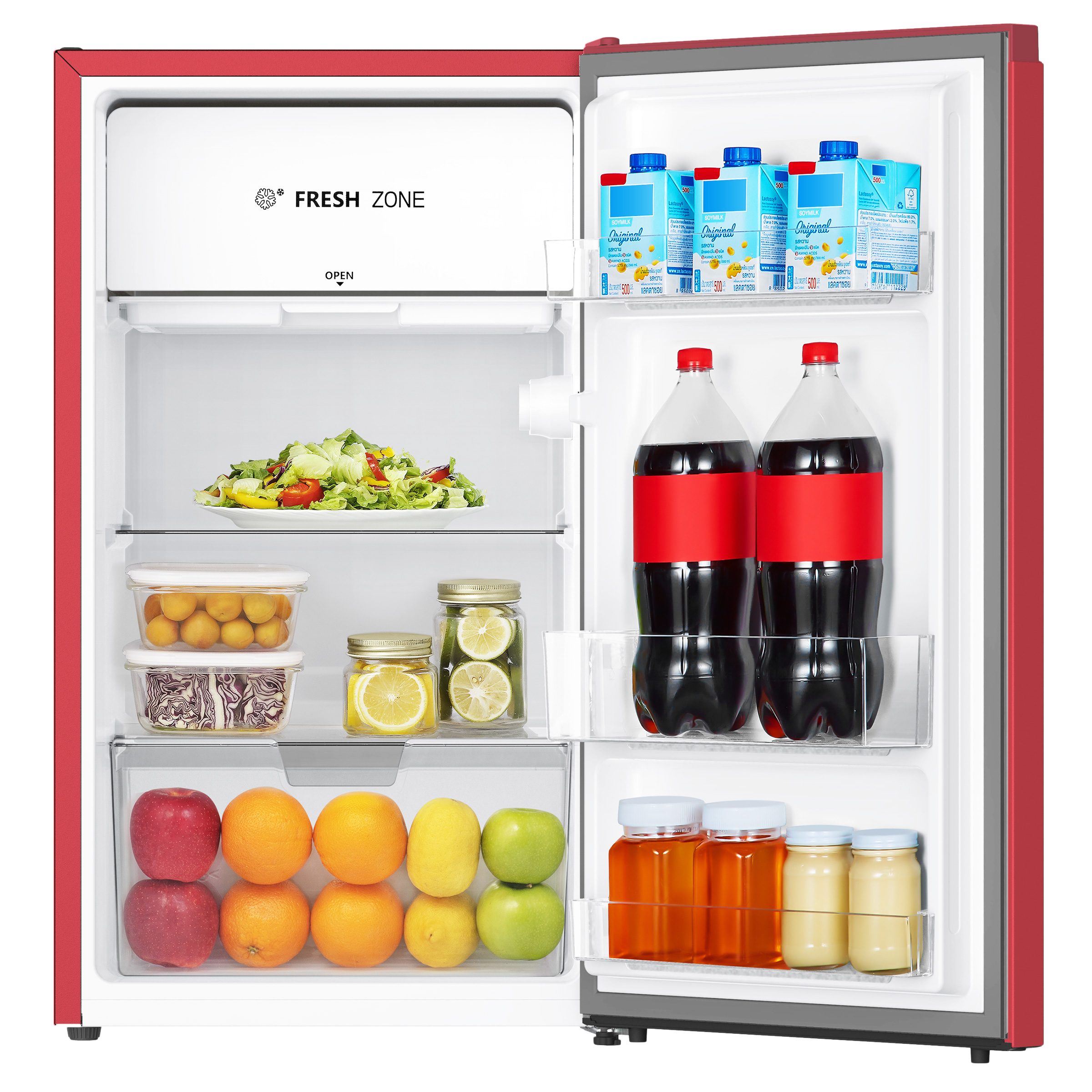 Hisense 94 Litres 2 Star Direct Cool Single Door Refrigerator with 2 Liters Beverage Storage (RR94D4SRN, Red)_5