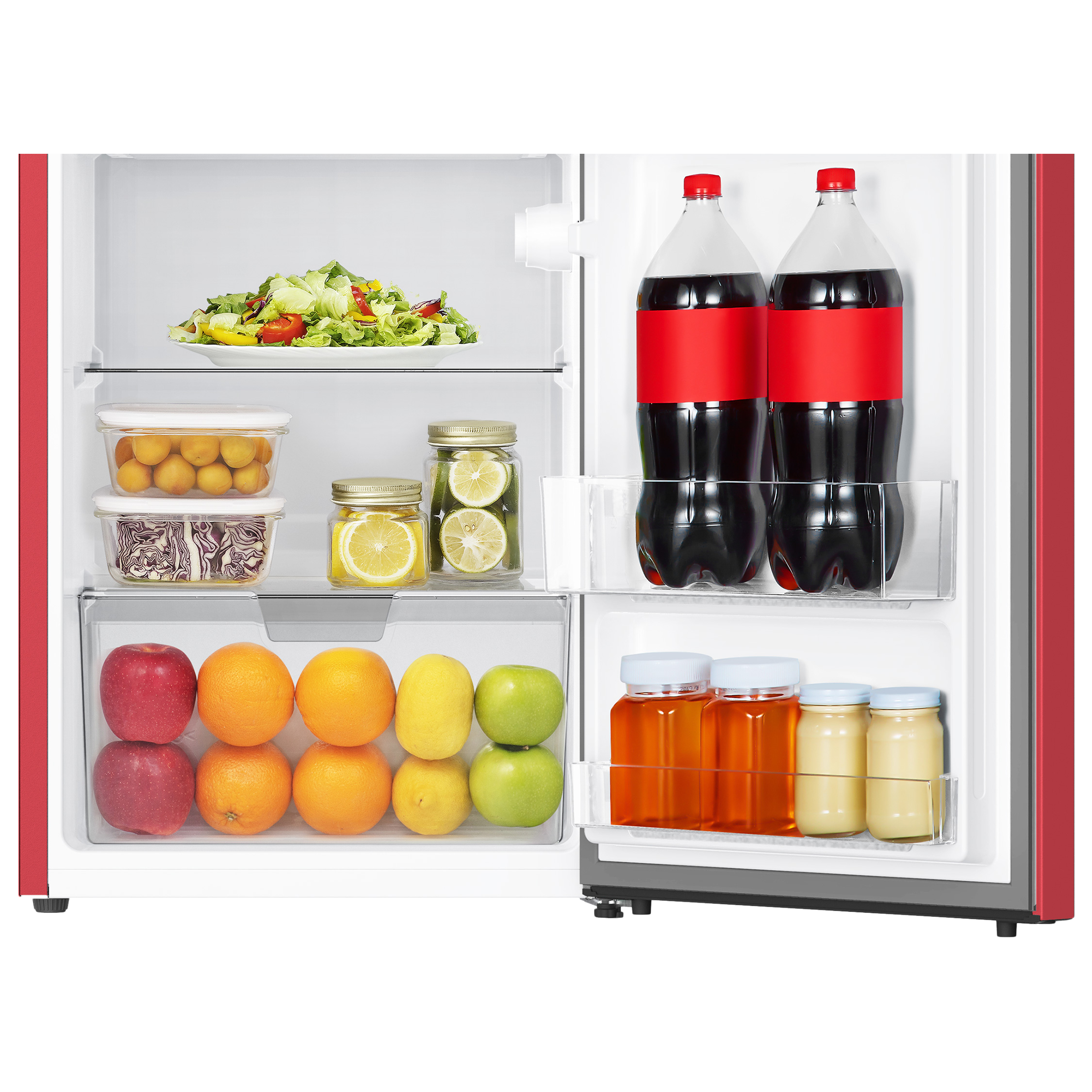 Hisense 94 Litres 2 Star Direct Cool Single Door Refrigerator with 2 Liters Beverage Storage (RR94D4SRN, Red)_6