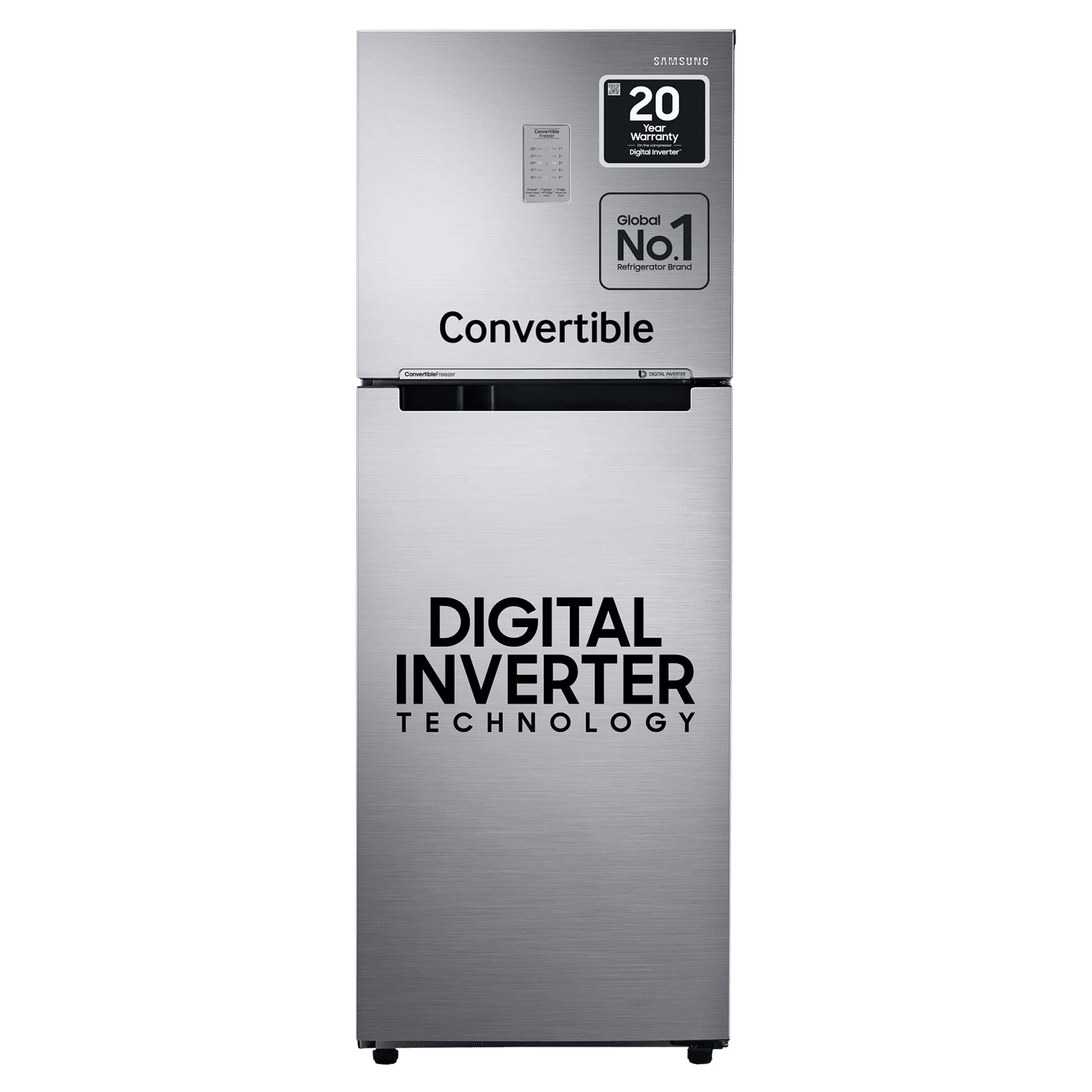 SAMSUNG 253 Litres 3 Star Frost Free Double Door Convertible Refrigerator with All-around Cooling Technology (RT28T3743S8/HL, Elegant Inox)_1