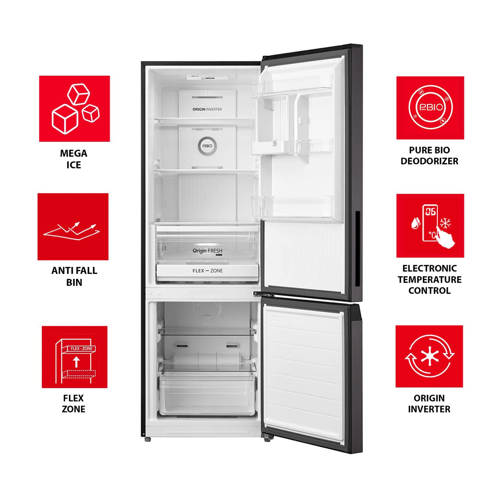 TOSHIBA 349 Litres 2 Star Frost Free Double Door Bottom Mount Refrigerator with Pure BIO Deodorizer (GR-RB423WE-PMI(37), Satin Grey)_6