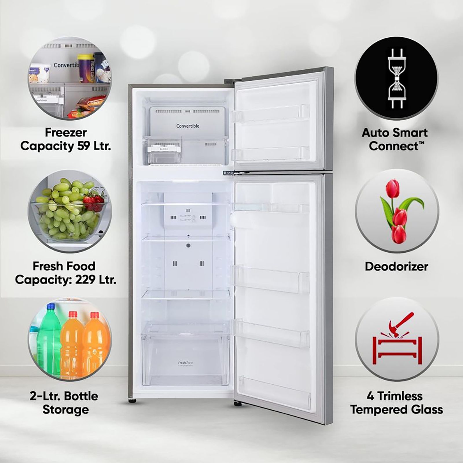 LG 288 Litres 2 Star Frost Free Double Door Convertible Refrigerator with Multi Air Flow (GL-S322SPZY.APZZEB, Shiny Steel) LG 288 Litres 2 Star Frost Free Double Door Convertible Refrigerator with Multi Air Flow (GL-S322SPZY.APZZEB, Shiny Steel)_10