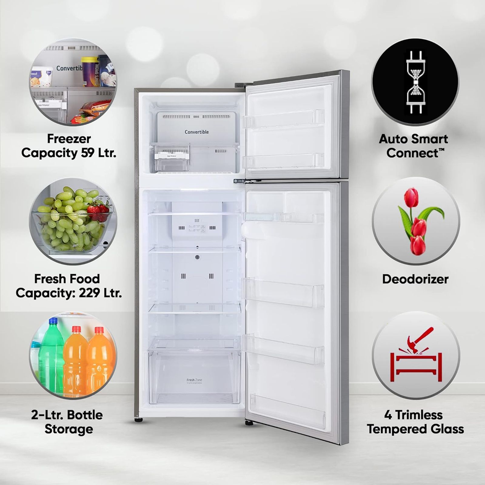 LG 288 Litres 2 Star Frost Free Double Door Convertible Refrigerator with Multi Air Flow (GL-S322SPZY.APZZEB, Shiny Steel) LG 288 Litres 2 Star Frost Free Double Door Convertible Refrigerator with Multi Air Flow (GL-S322SPZY.APZZEB, Shiny Steel)_15