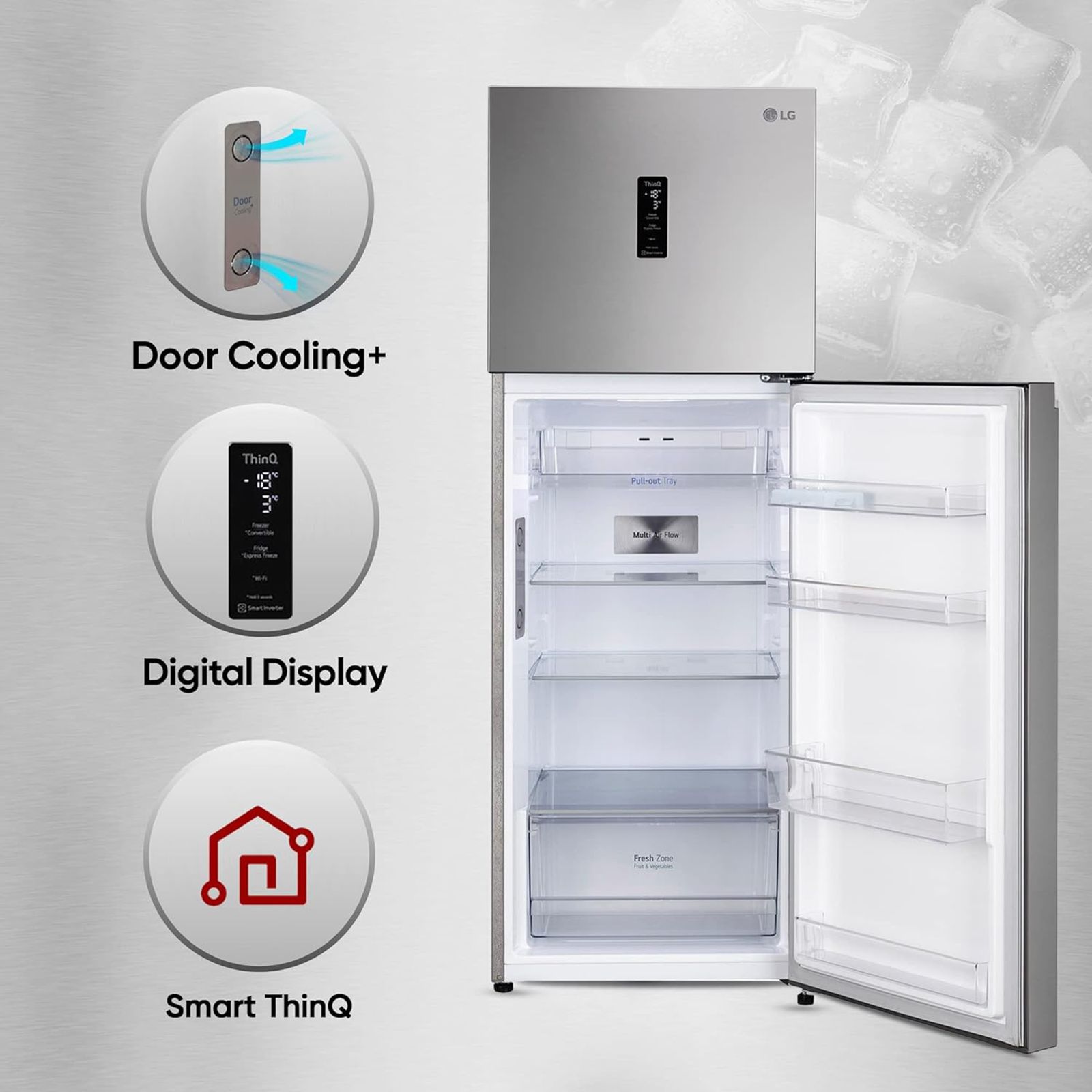 LG 322 Litres 2 Star Frost Free Double Door Convertible Refrigerator with Stabilizer Free Operation (GL-T342TPZY.APZZEBN, Shiny Steel) LG 322 Litres 2 Star Frost Free Double Door Convertible Refrigerator with Stabilizer Free Operation (GL-T342TPZY.APZZEBN, Shiny Steel)_14