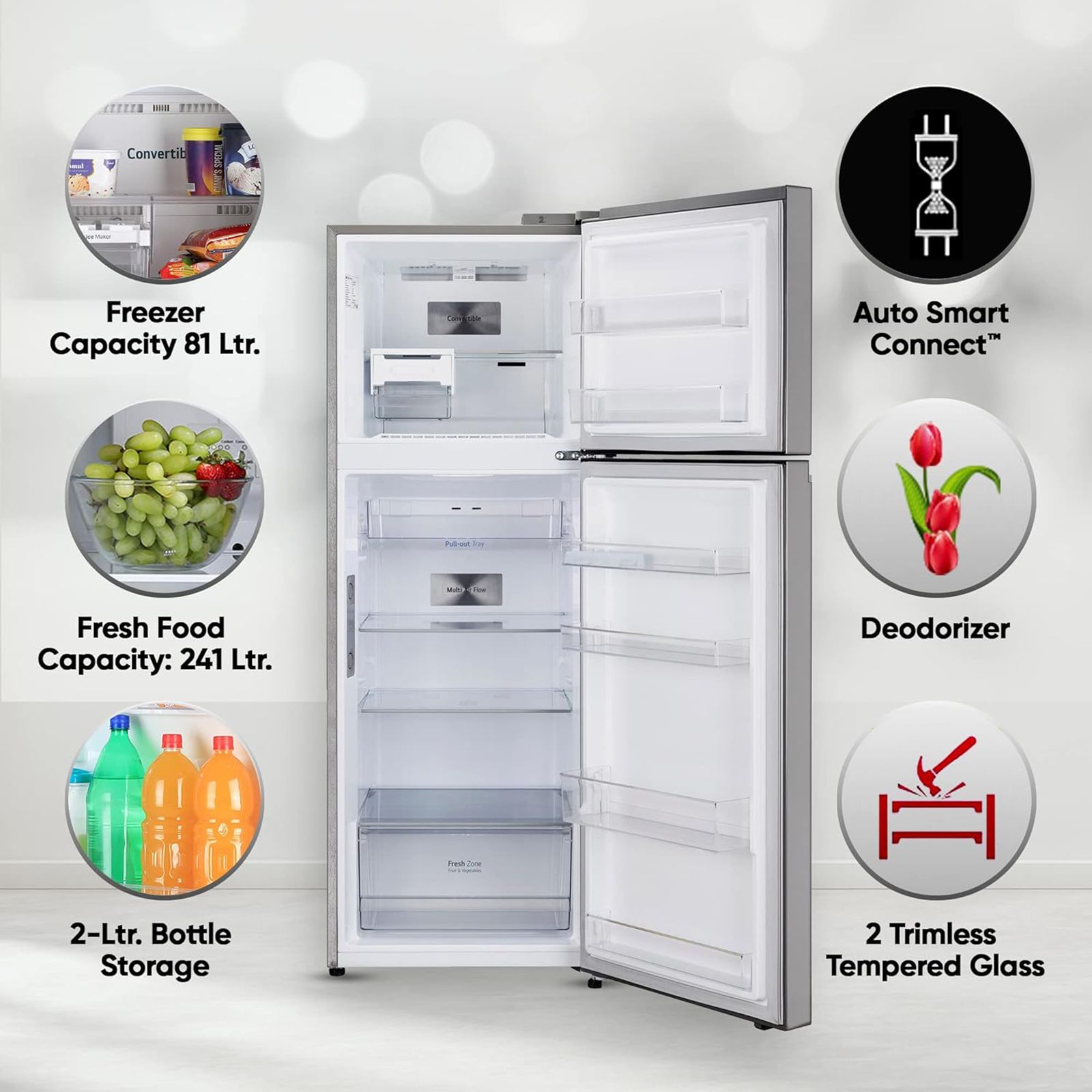LG 322 Litres 2 Star Frost Free Double Door Convertible Refrigerator with Stabilizer Free Operation (GL-T342TPZY.APZZEBN, Shiny Steel) LG 322 Litres 2 Star Frost Free Double Door Convertible Refrigerator with Stabilizer Free Operation (GL-T342TPZY.APZZEBN, Shiny Steel)_16