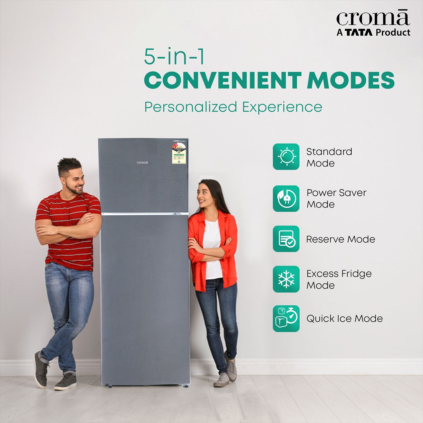 Croma 240 Litres 2 Star Frost Free Double Door Convertible Refrigerator with Dual Inverter Technology ( Criss Cross Metallic Grey)_6