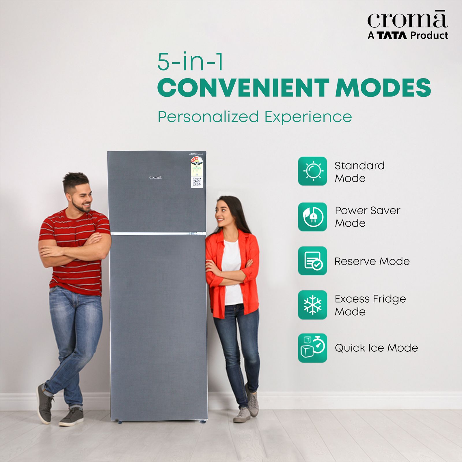 Croma 240 Litres 3 Star Frost Free Double Door Convertible Refrigerator with Dual Inverter Technology ( Criss Cross Metallic Grey)_6