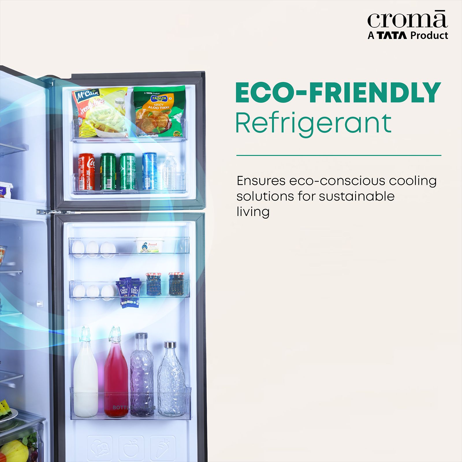 Croma 240 Litres 3 Star Frost Free Double Door Convertible Refrigerator with Dual Inverter Technology ( Criss Cross Metallic Grey)_8