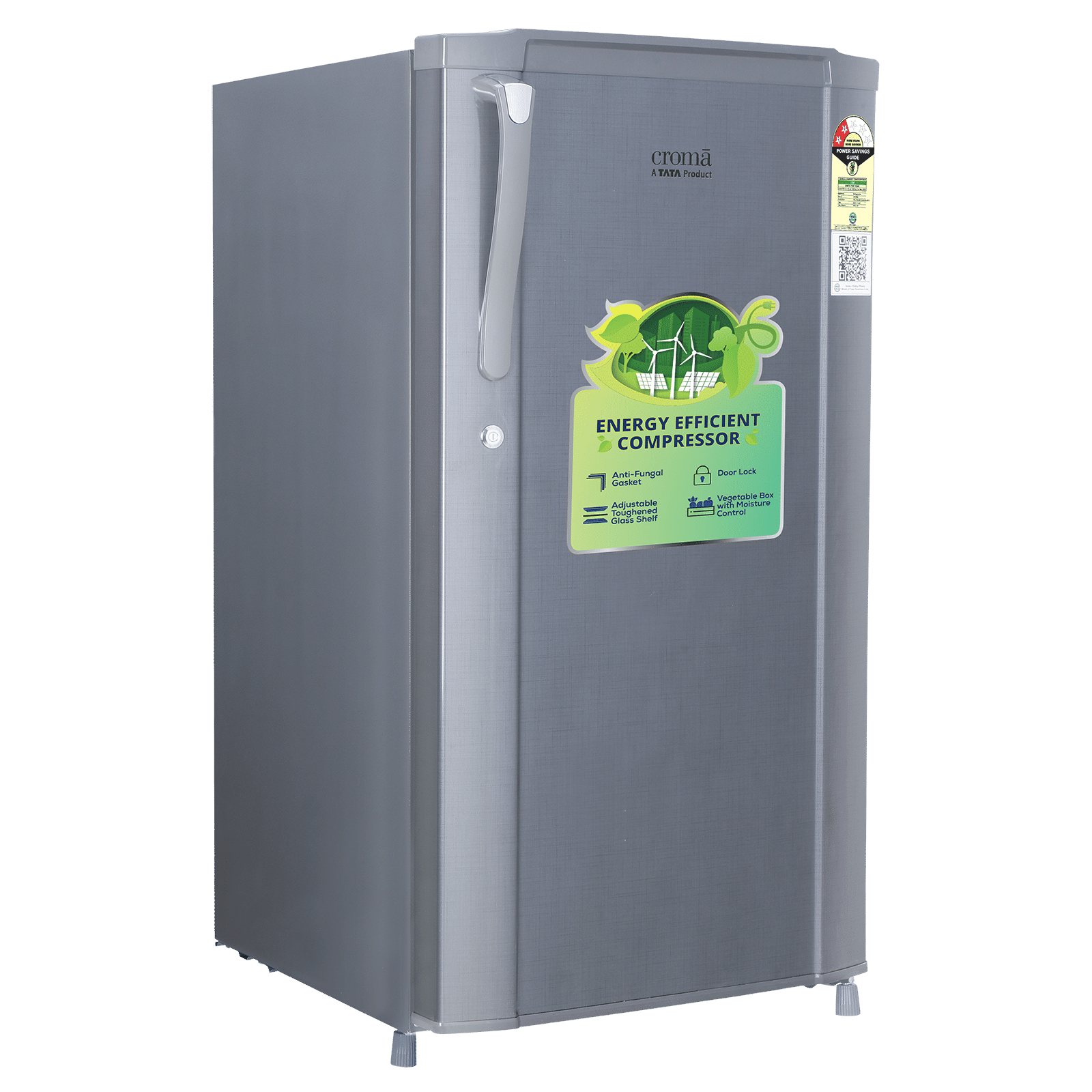 Croma 165 Litres 2 Star Direct Cool Single Door Refrigerator with Anti Fungal Gasket ( Criss Cross Metallic Grey)_14