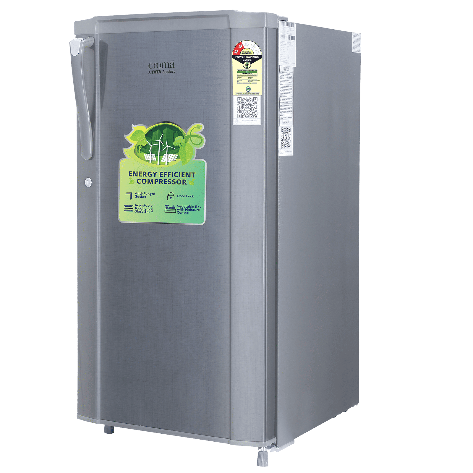 Croma 165 Litres 2 Star Direct Cool Single Door Refrigerator with Anti Fungal Gasket ( Criss Cross Metallic Grey)_4