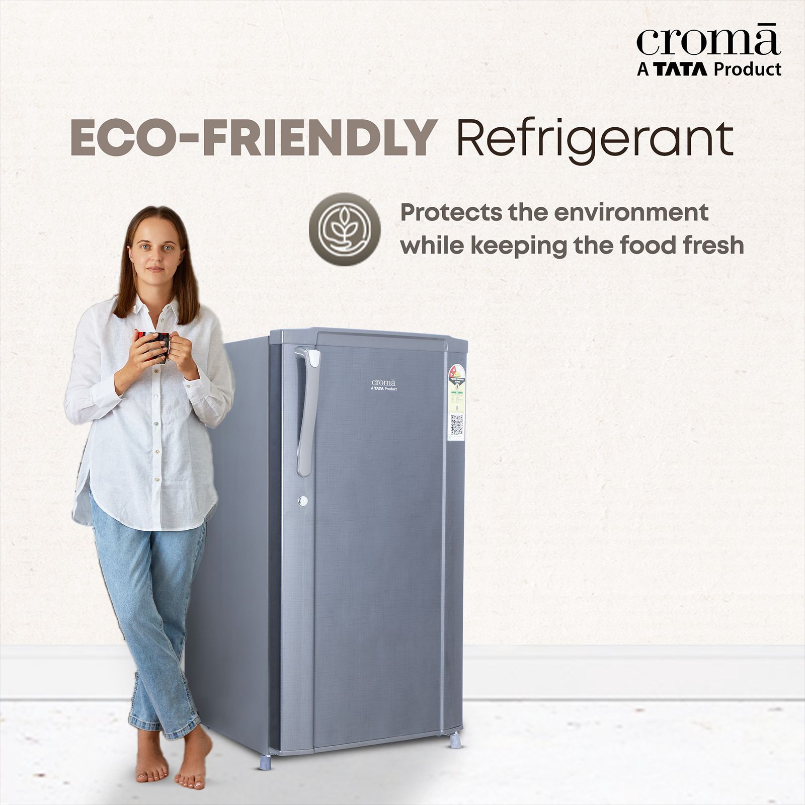 Croma 185 Litres 2 Star Direct Cool Single Door Refrigerator with Anti Fungal Gasket ( Criss Cross Metallic Grey) Croma 185 Litres 2 Star Direct Cool Single Door Refrigerator with Anti Fungal Gasket ( Criss Cross Metallic Grey)_6