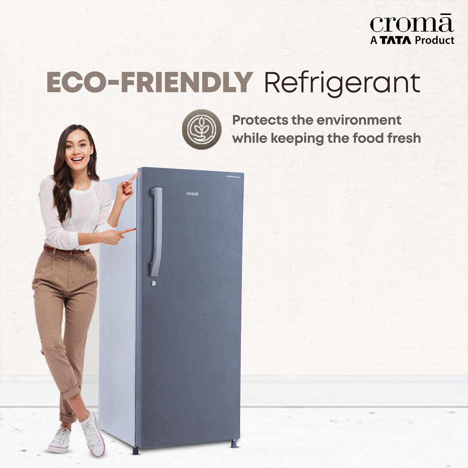 Croma 215 Litres 2 Star Direct Cool Single Door Refrigerator with Anti Fungal Gasket ( Criss Cross Metallic Grey) Croma 215 Litres 2 Star Direct Cool Single Door Refrigerator with Anti Fungal Gasket ( Criss Cross Metallic Grey)_8