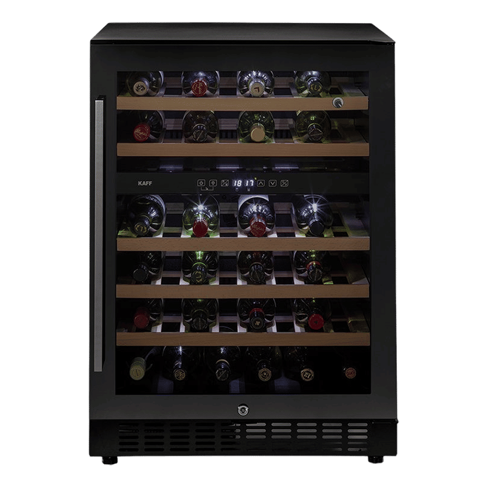 KAFF 135 Litres 46 Bottles Wine Cooler (Inner Glass with UV Protection, WC 135 DZ, Black)_1